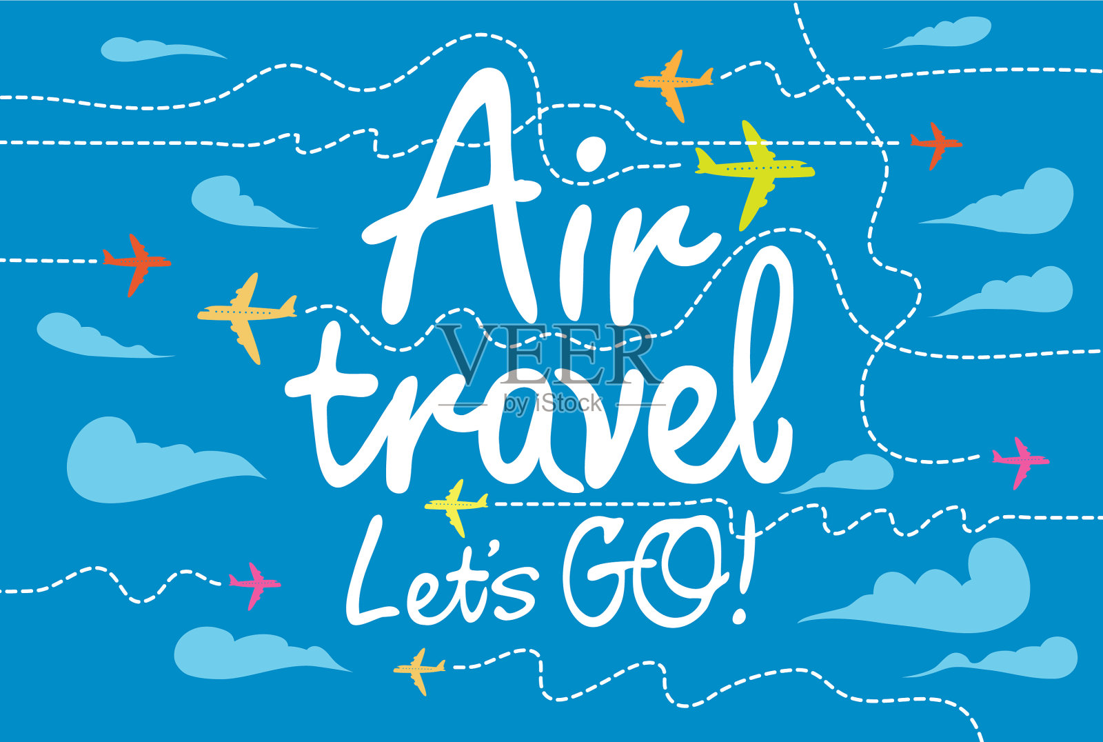 空中飞机飞行的横幅插画图片素材