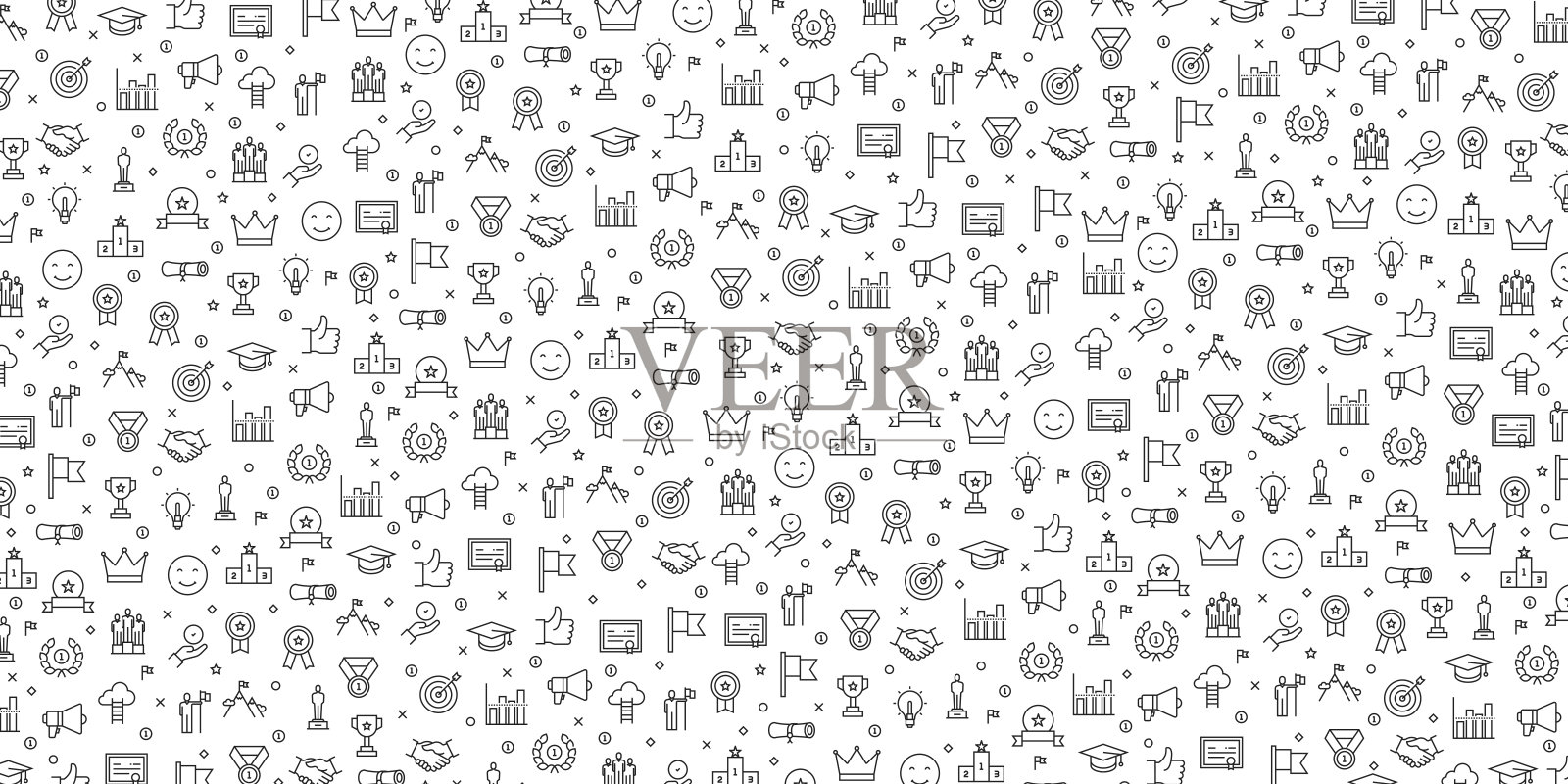 一套成功和成就图标矢量图案设计插画图片素材