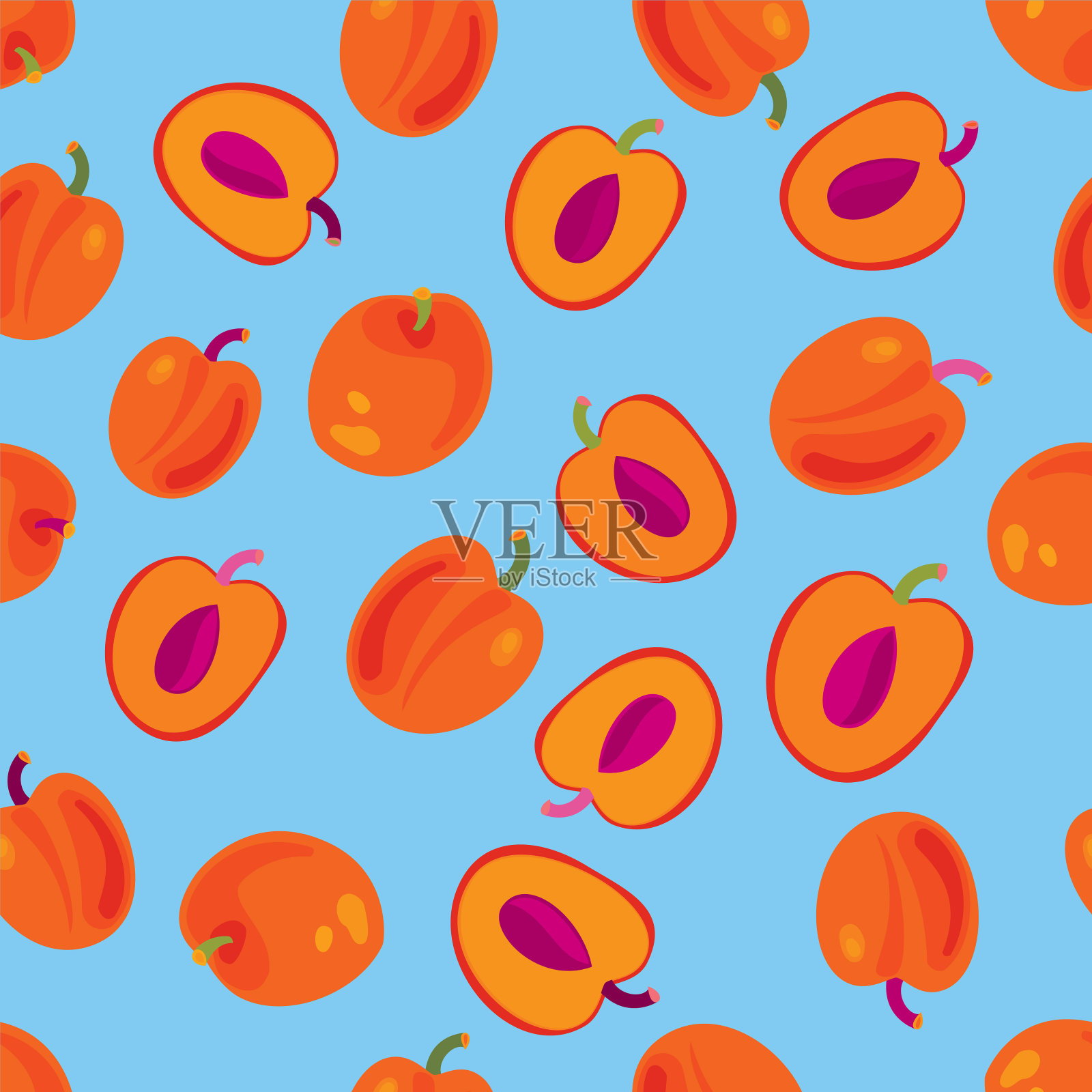 李子无缝模式插画图片素材