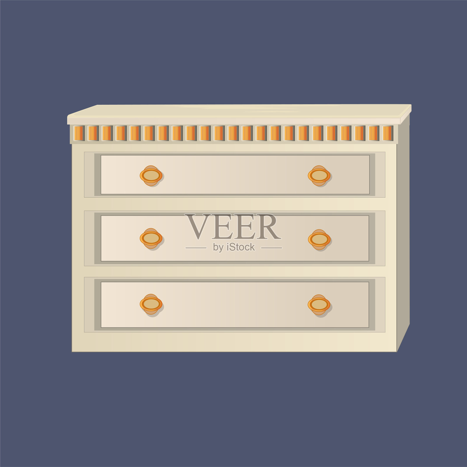 矢量插图的信用与古董装饰象牙卧室插画图片素材