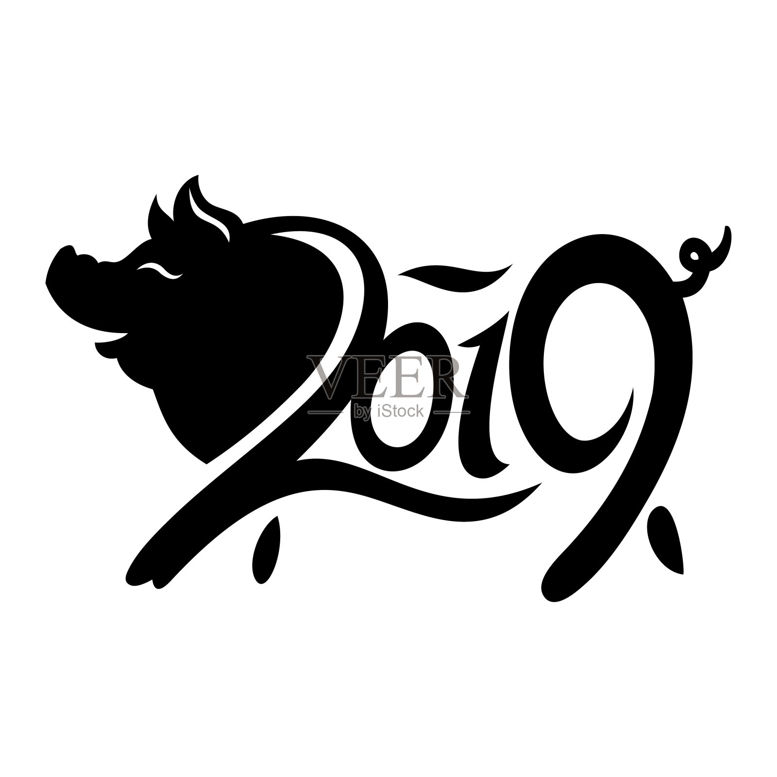 猪年，2019，新年快乐，春节快乐插画图片素材