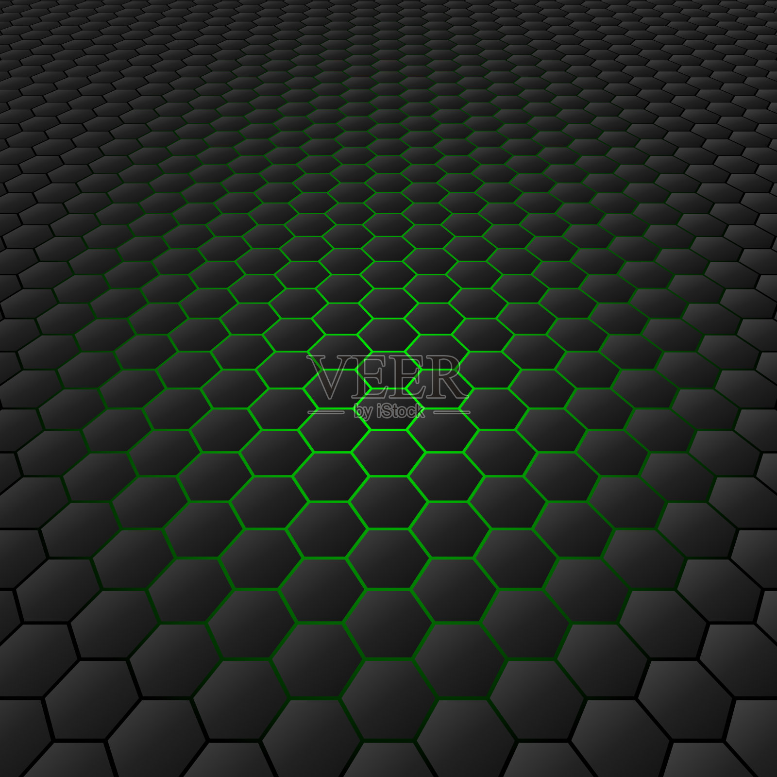 绿色辉光后面的3d蜂窝图案单独彩色的形状插画图片素材