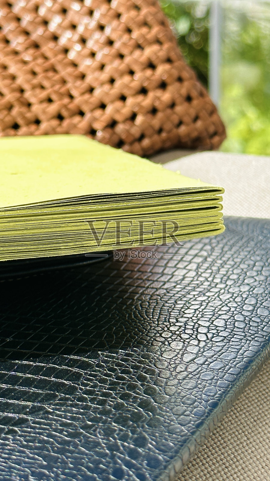 夏天躺在户外笔记本上的绿色日记照片摄影图片