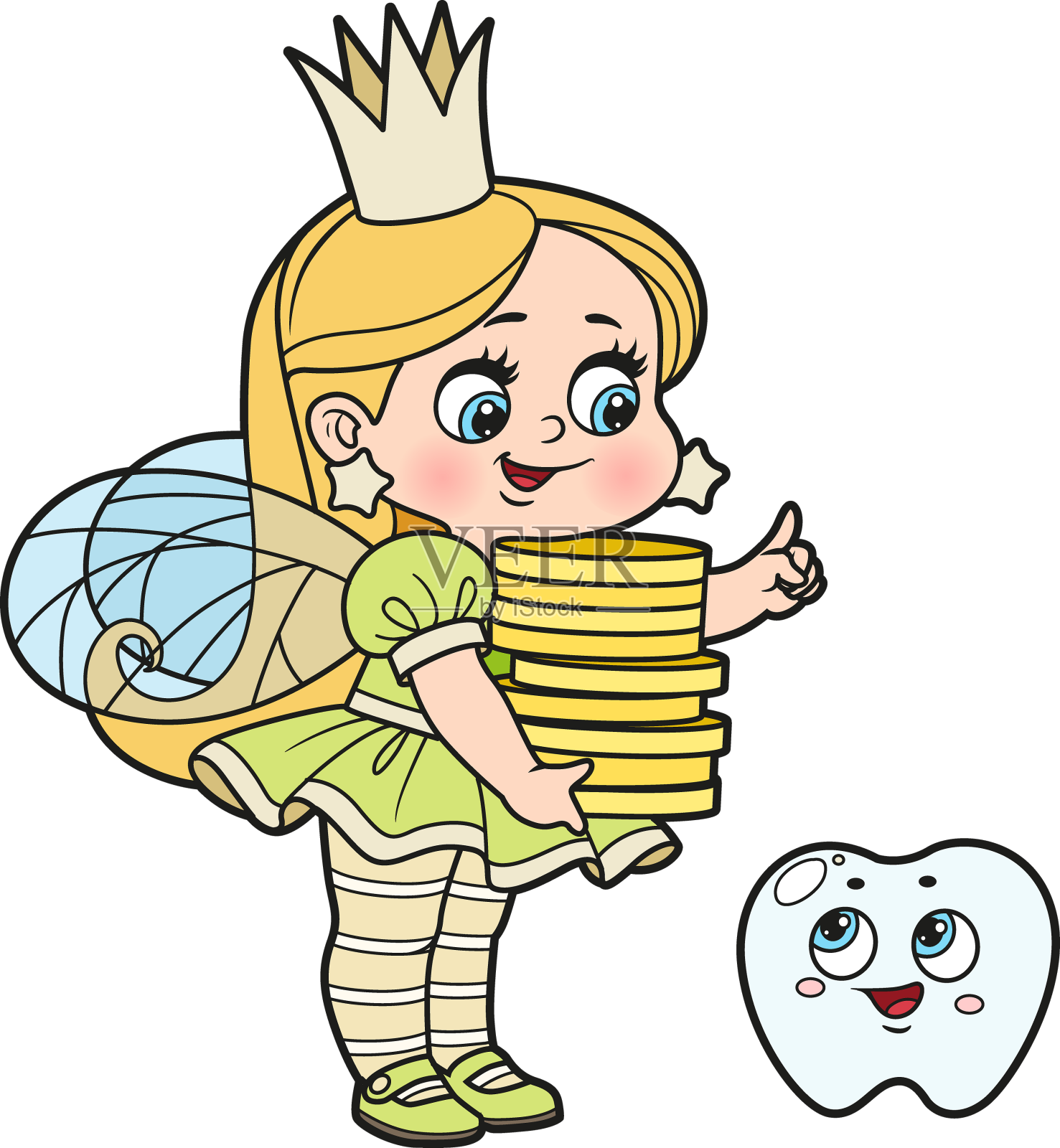 可爱的小牙仙子向小牙解释设计元素图片