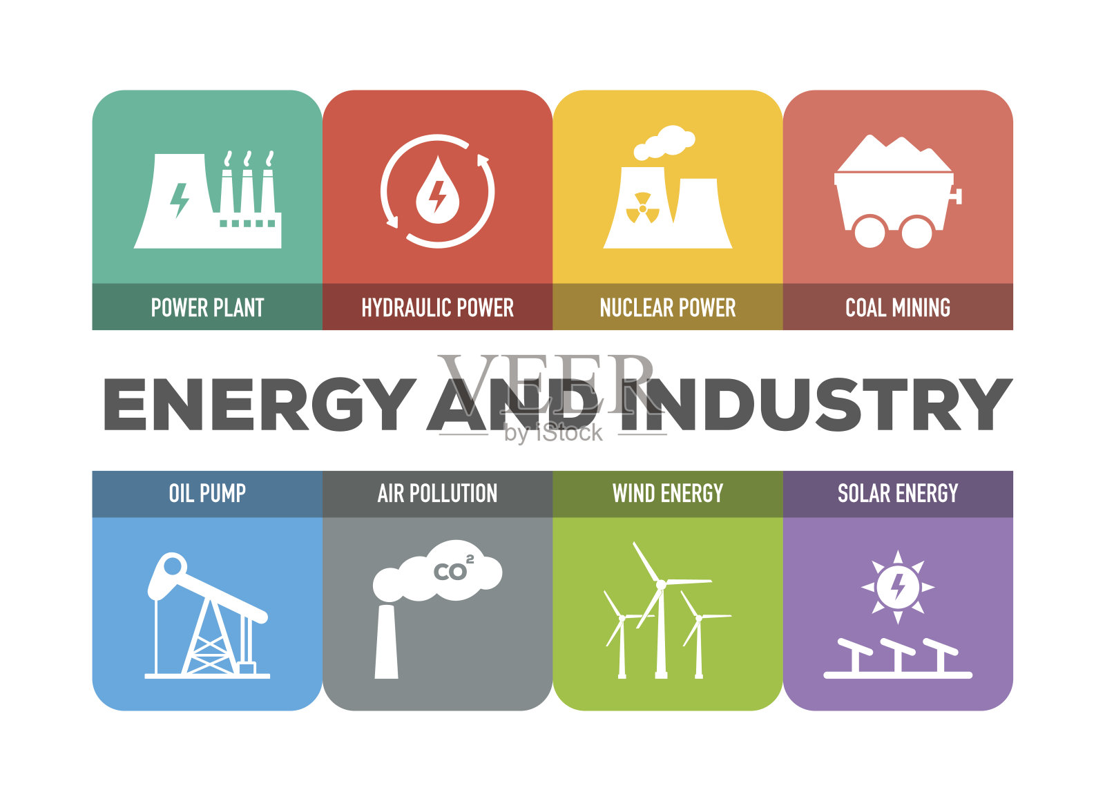 能源和工业图标集插画图片素材