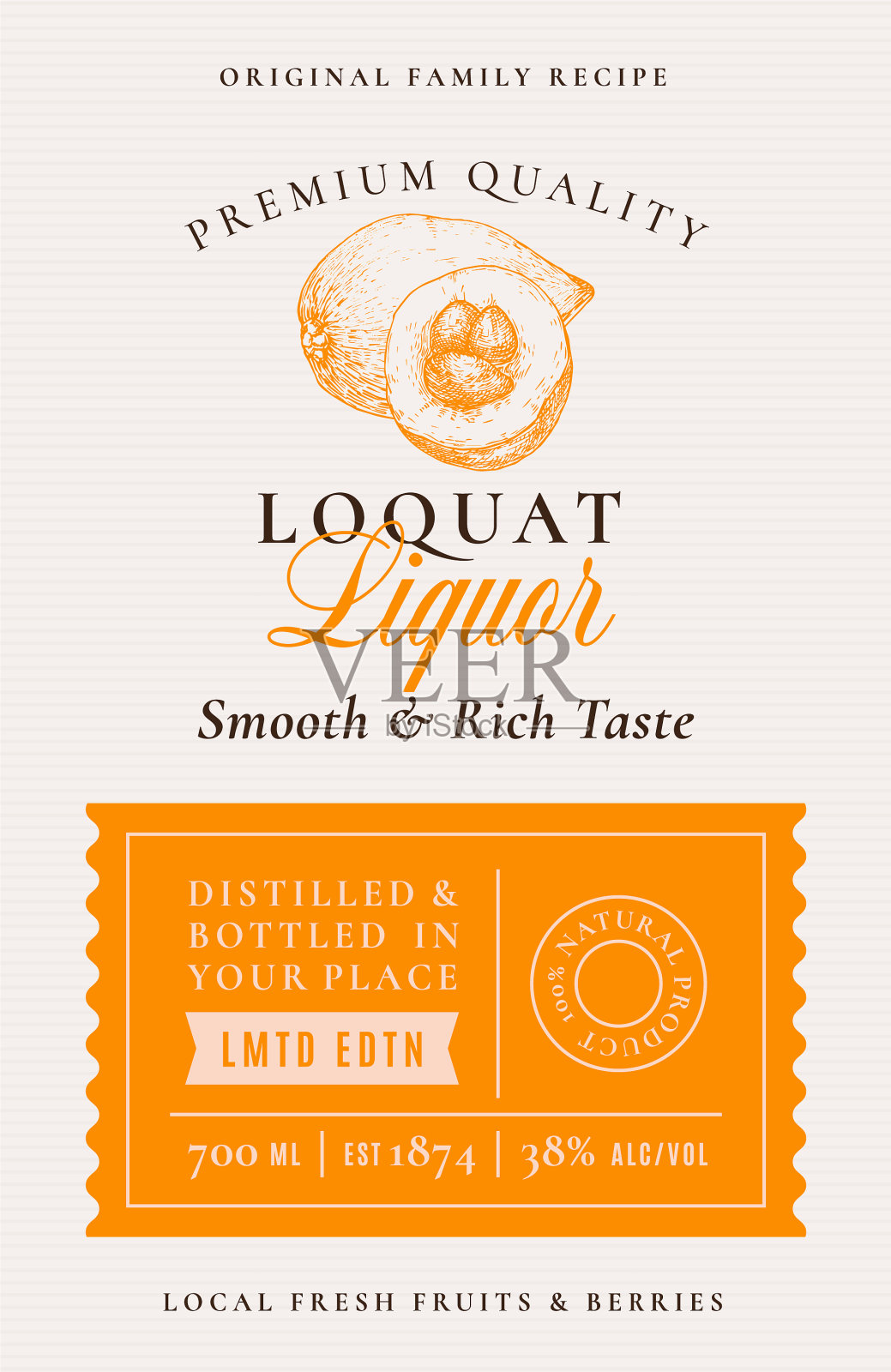 家庭配方枇杷酒酒精标签摘要插画图片素材