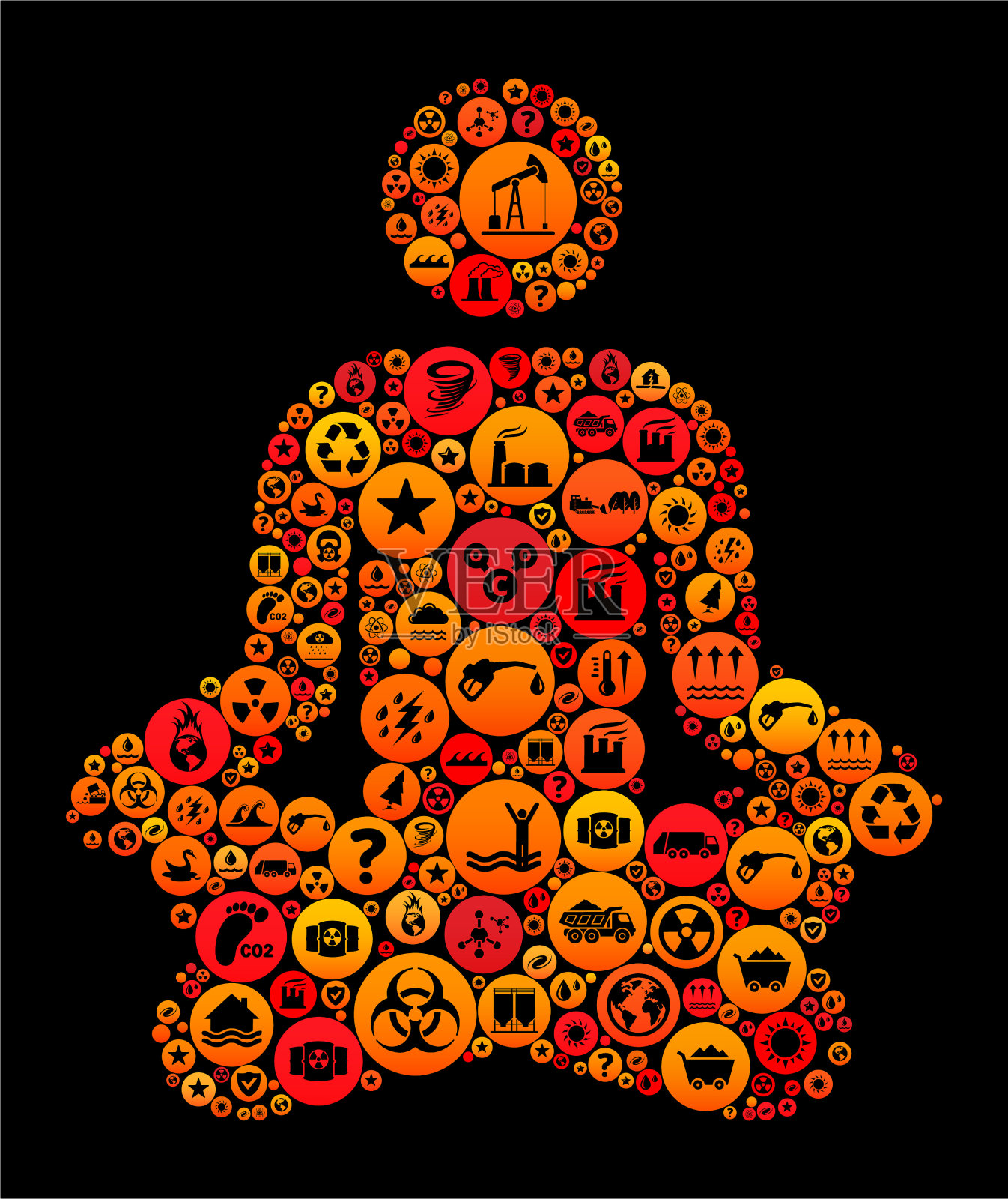 冥想与气候变化矢量图标图案插画图片素材