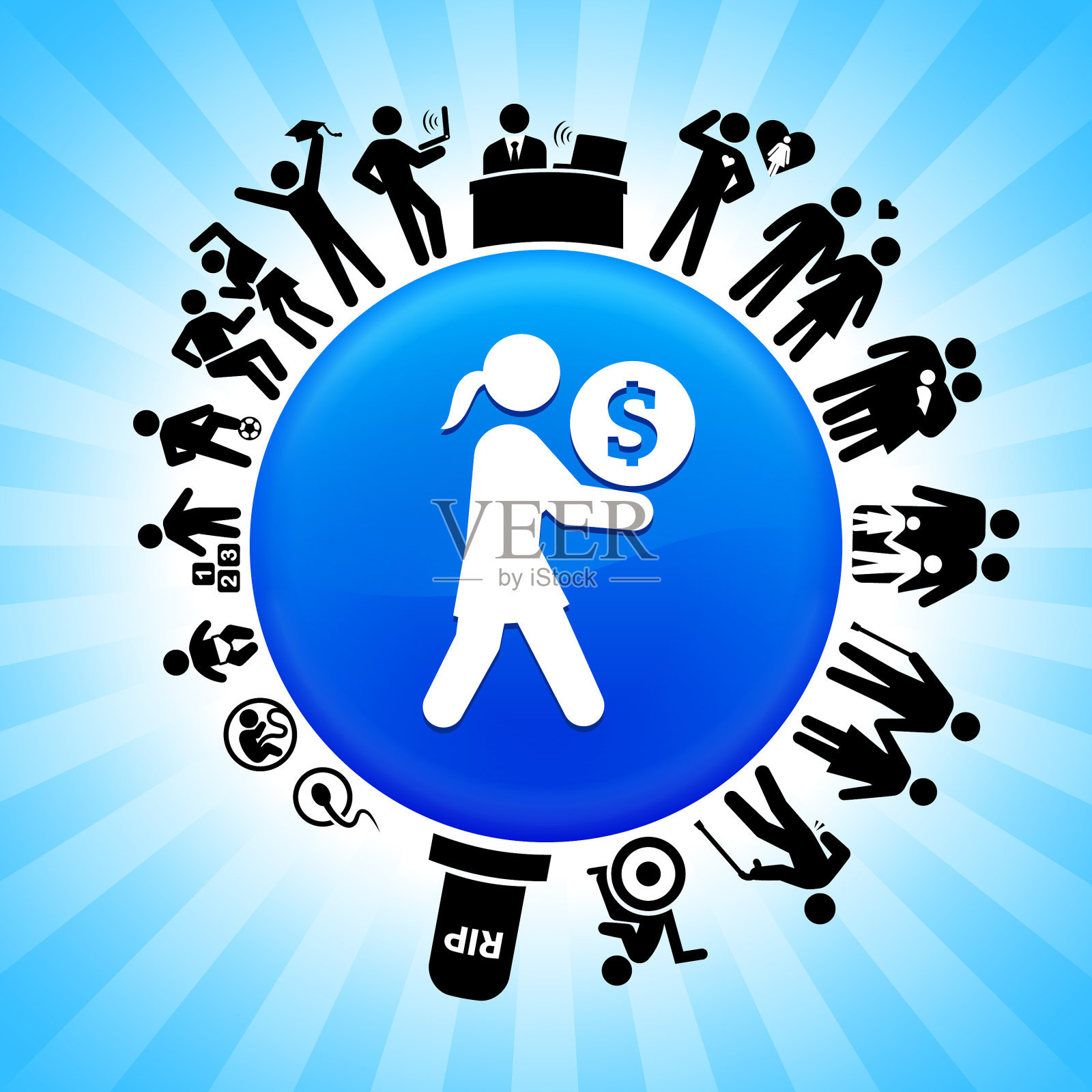 手持金钱生命周期阶段背景插画图片素材