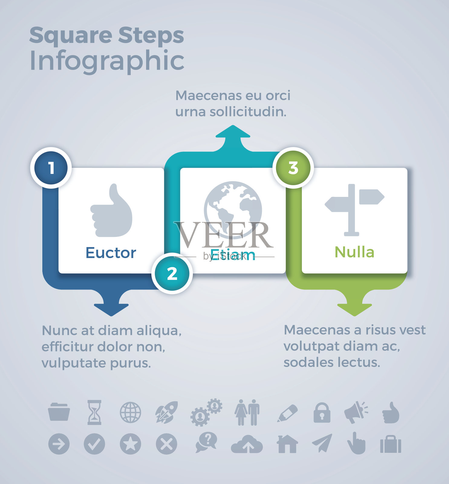 三步四方信息图概念插画图片素材