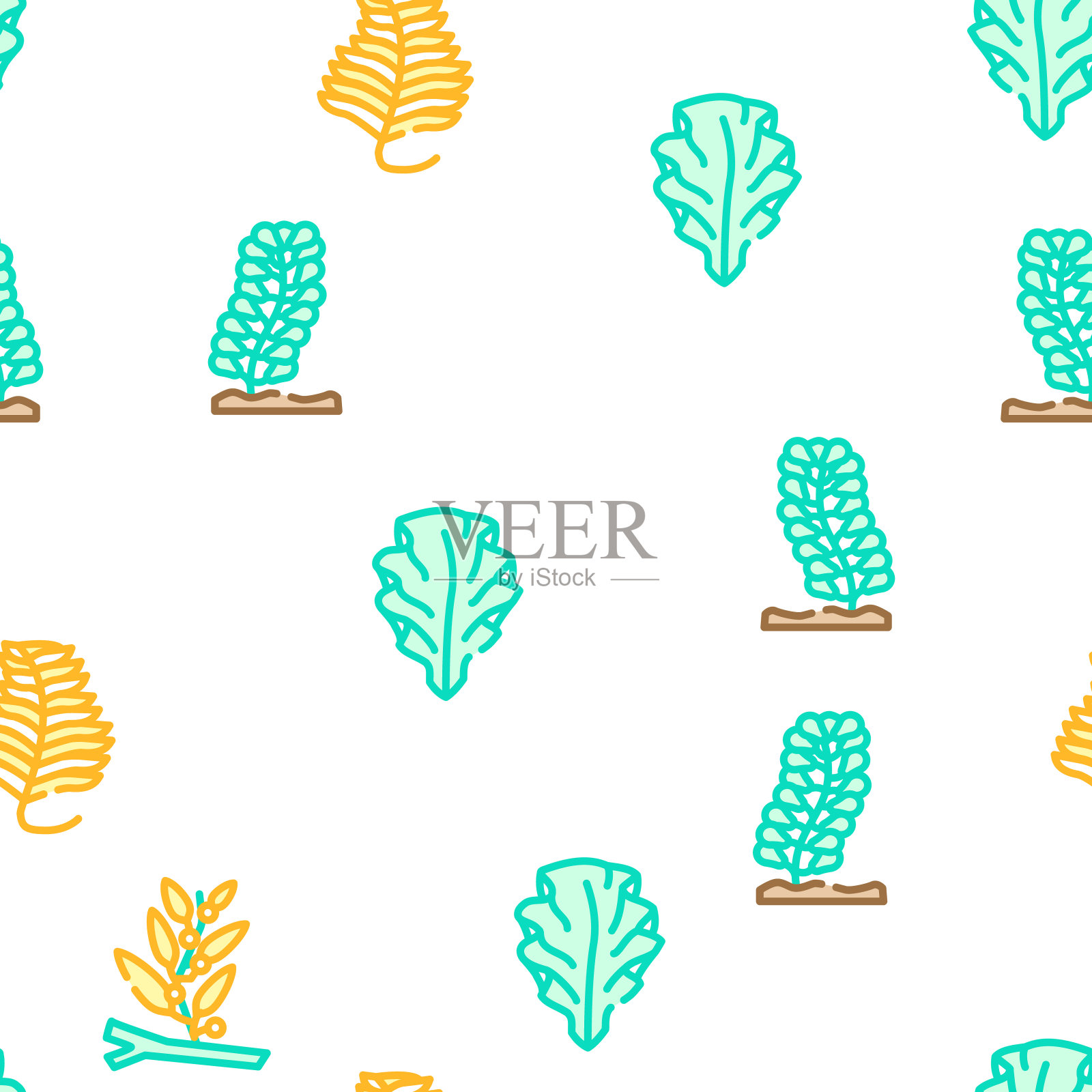 海藻海水下植物图标集向量插画图片素材