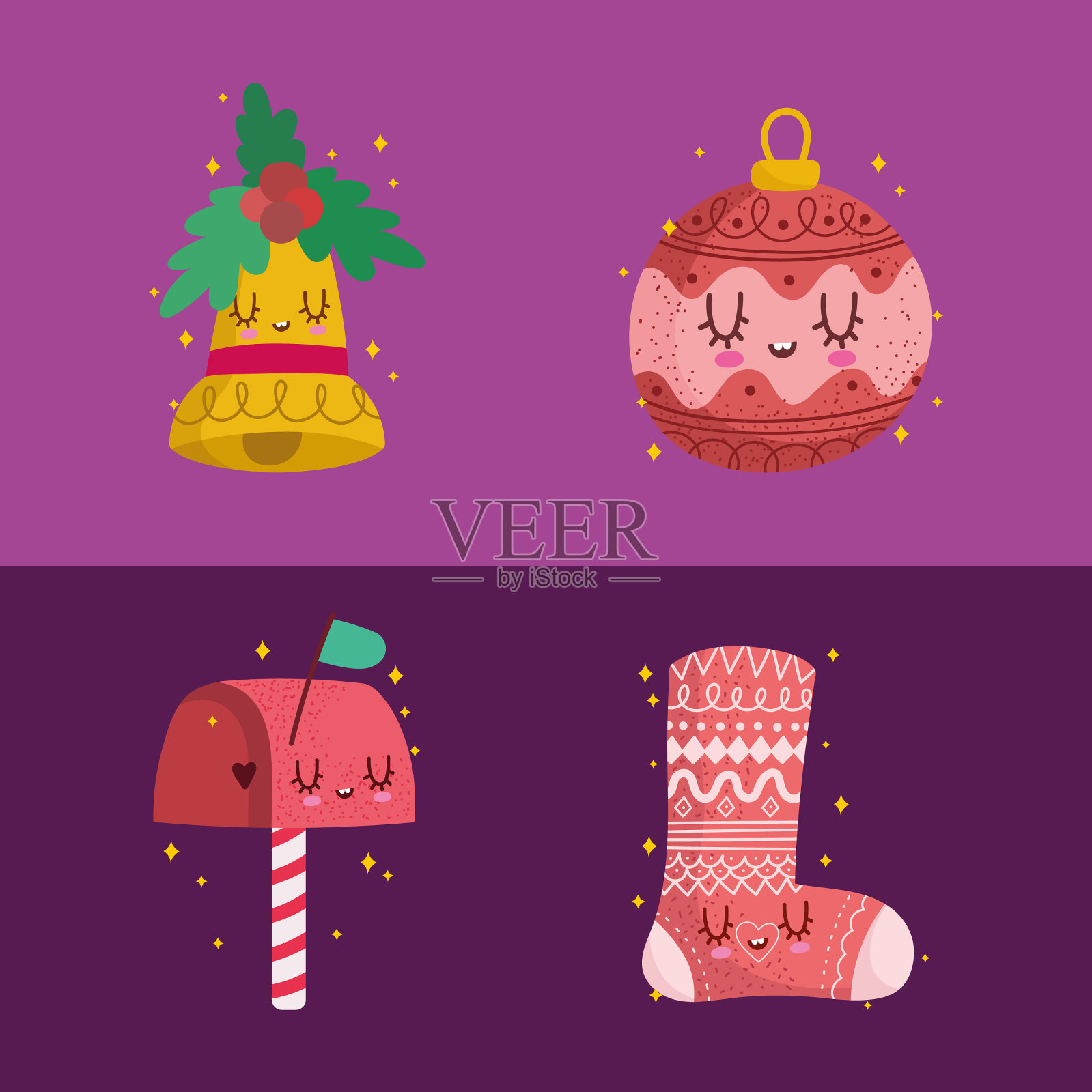 可爱的圣诞装饰插画图片素材