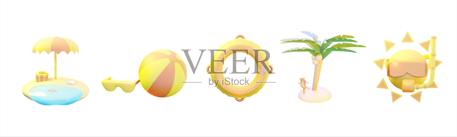 3D图标夏季系列渲染孤立的白色背景照片摄影图片