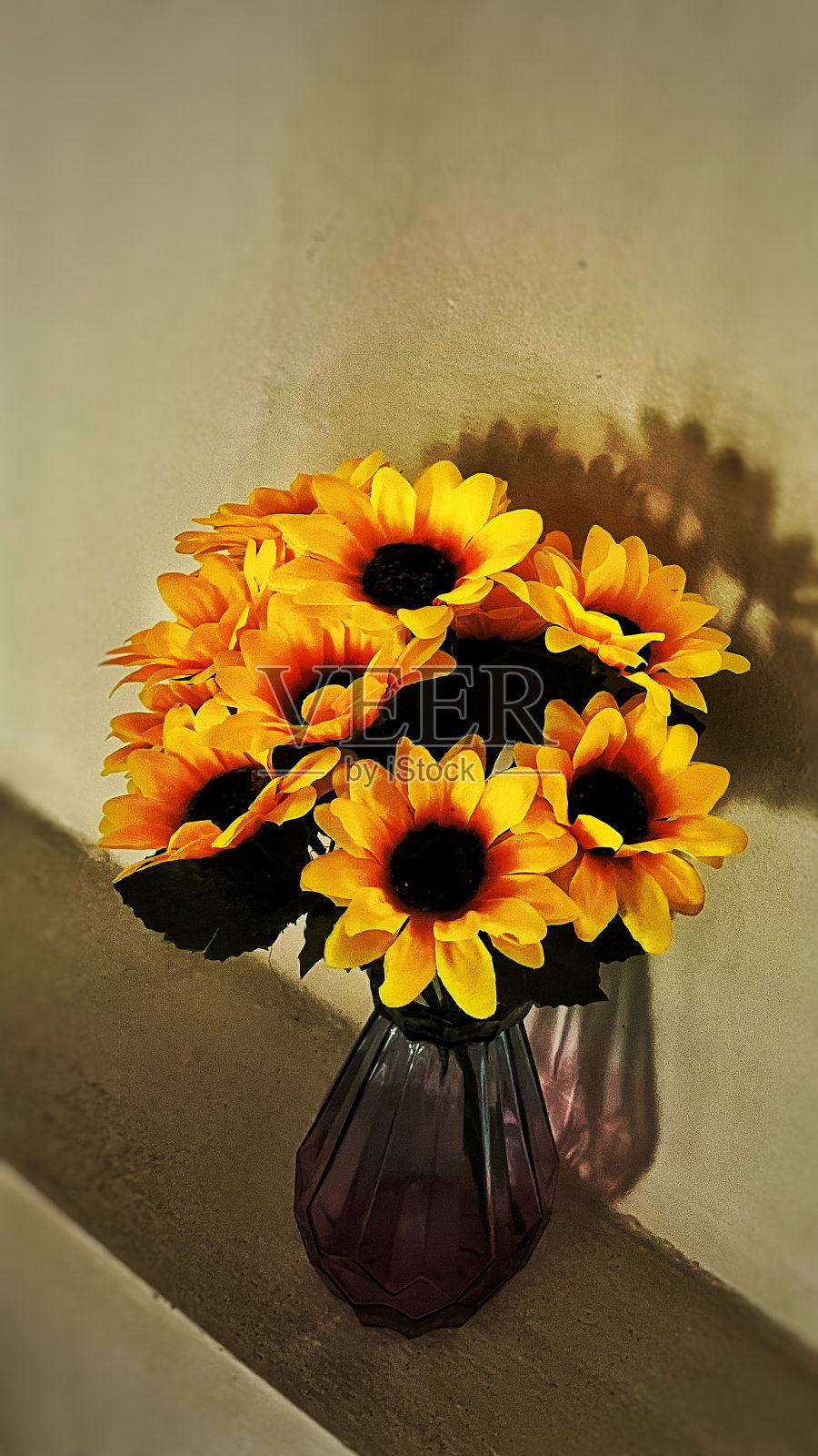 Beautiful sunflowers in vase照片摄影图片