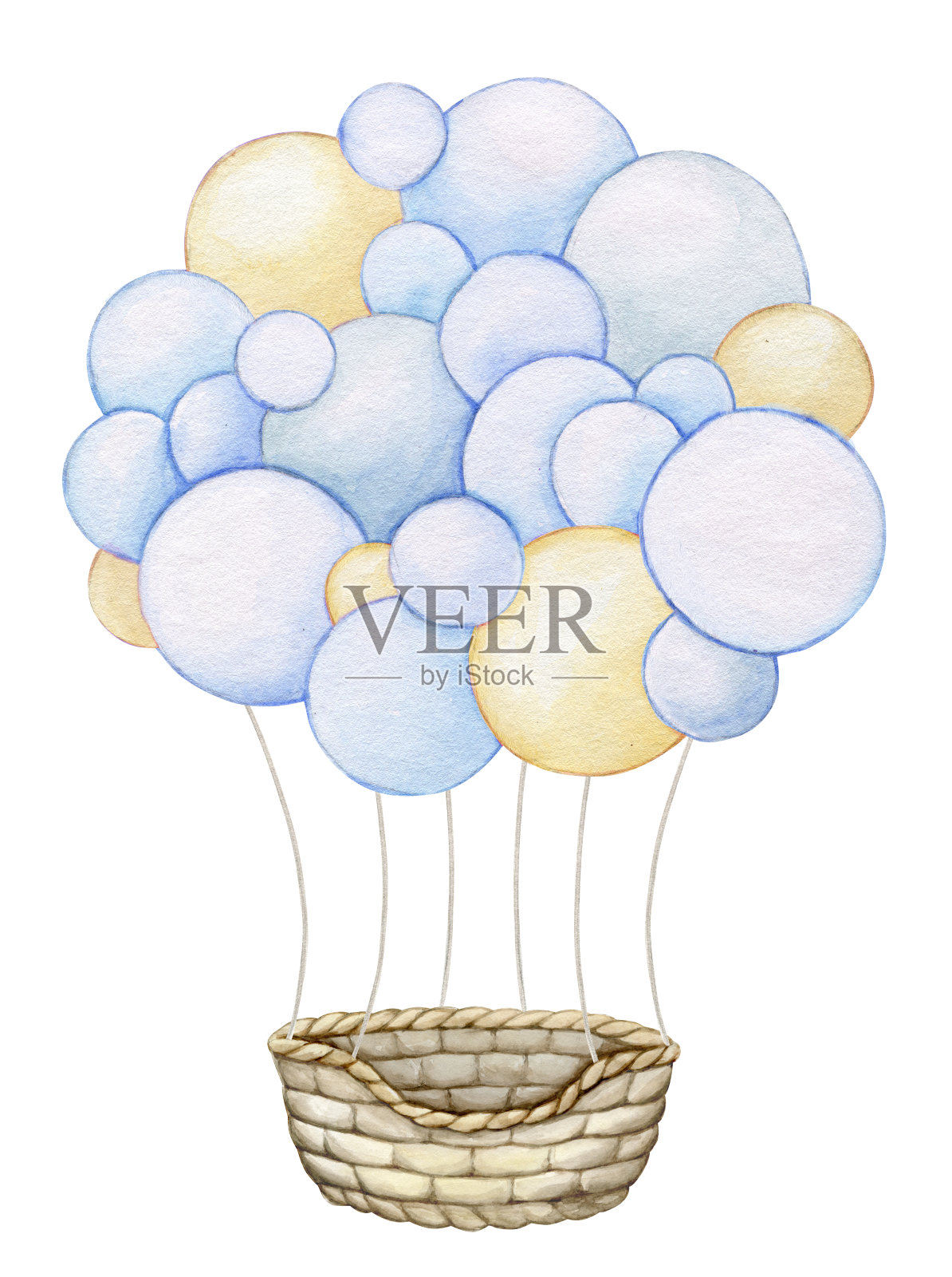 气球，粉色，颜色。水彩剪贴画，在卡通风格，在一个孤立的背景。插画图片素材