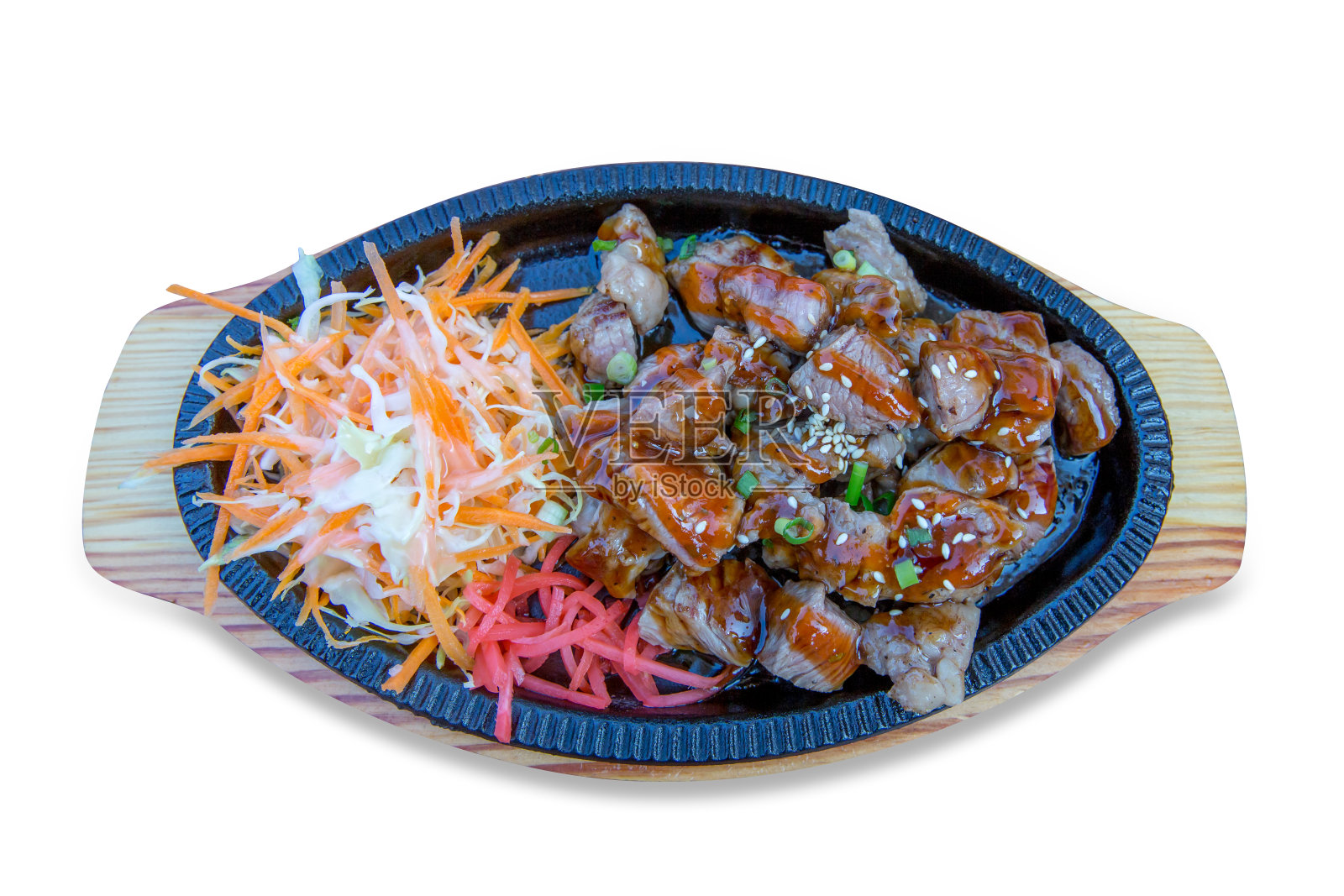 在热锅上切牛肉，重点选择照片摄影图片