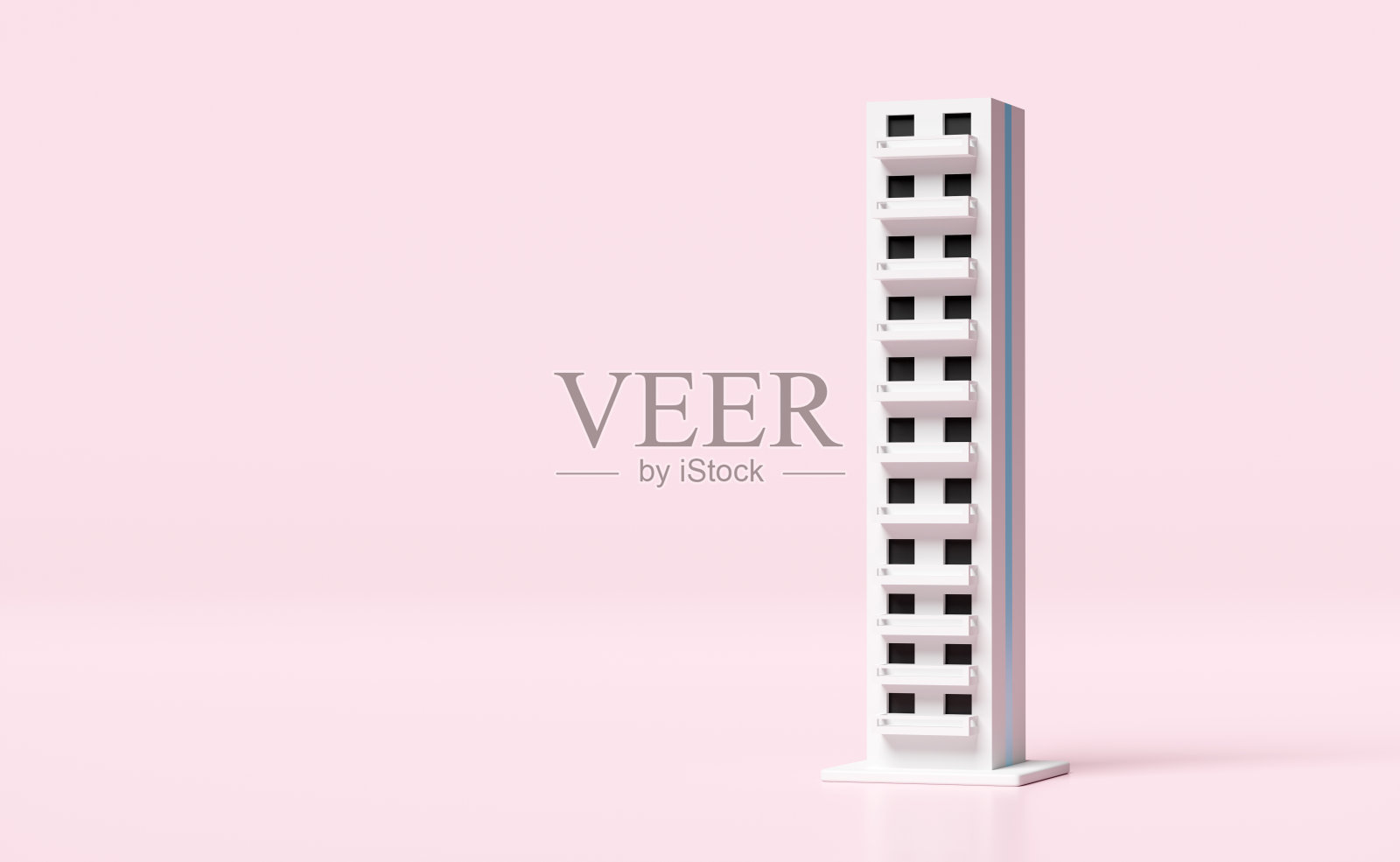 摩天大楼图标孤立在粉红色的背景。3d渲染图照片摄影图片