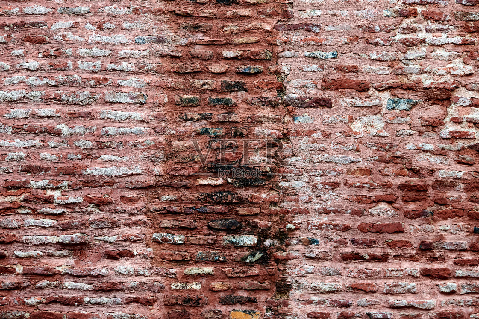 古红砖外墙为老房子外墙，砖石上有红砖纹理照片摄影图片