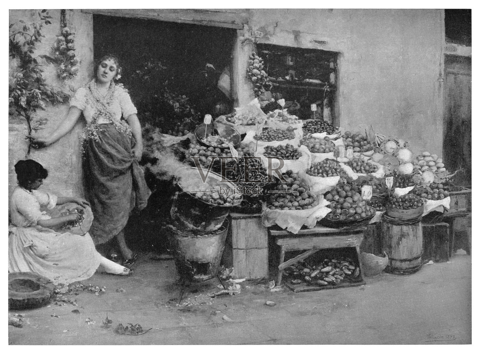 卖水果插画图片素材