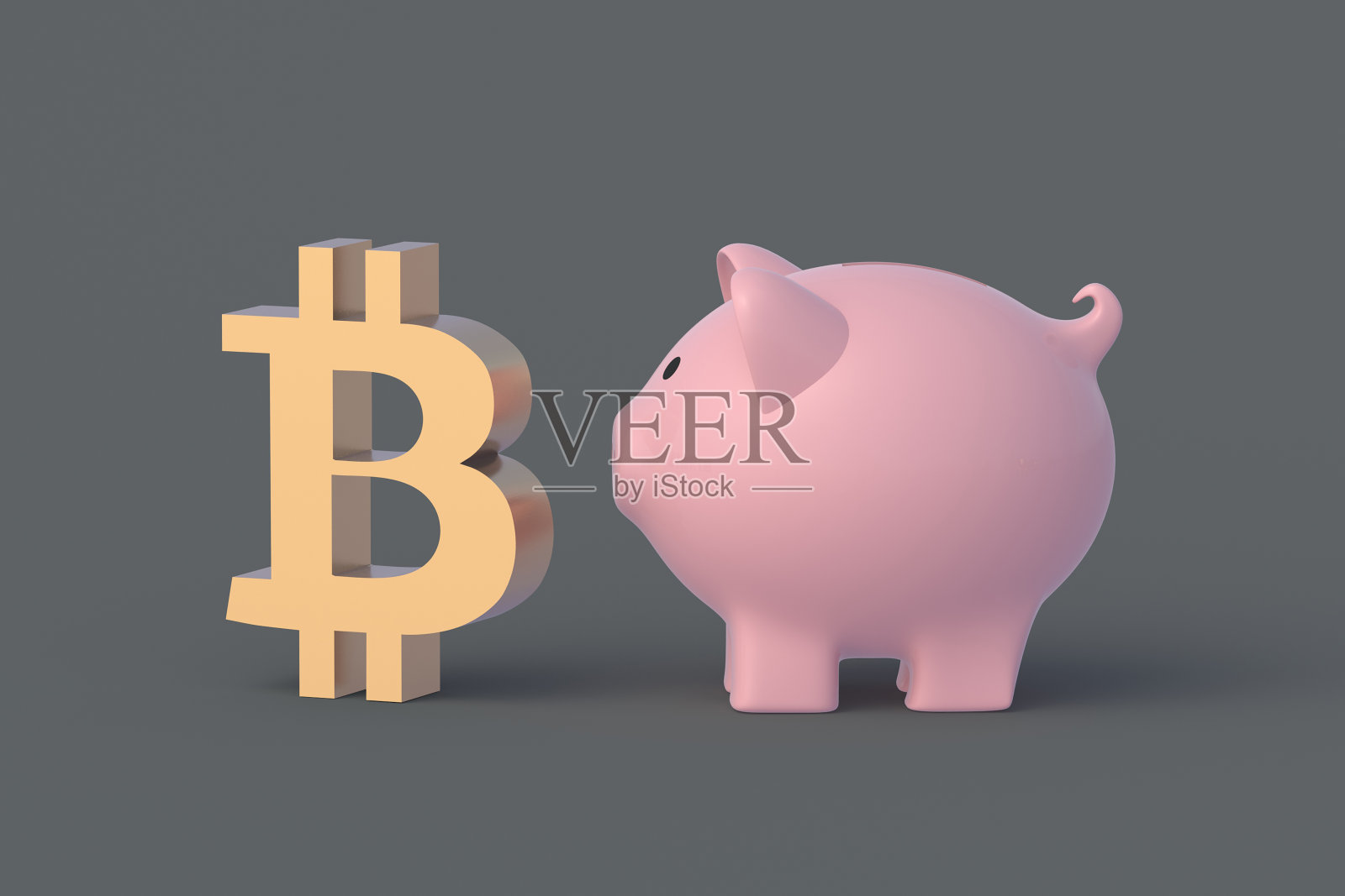 预算的概念。储蓄罐附近的比特币符号。纳税。大超市夜未眠。投资和筹资。财富和贫穷。银行系统。收入和支出。三维渲染照片摄影图片