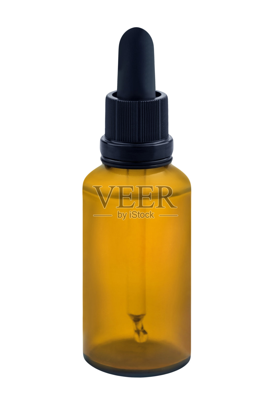 棕色玻璃瓶与移液器隔离在白色背景照片摄影图片