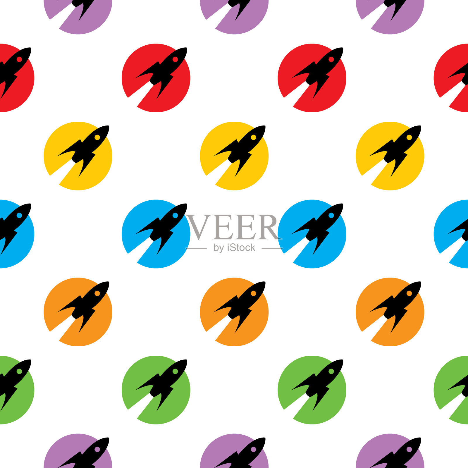 火箭圈无缝图案插画图片素材