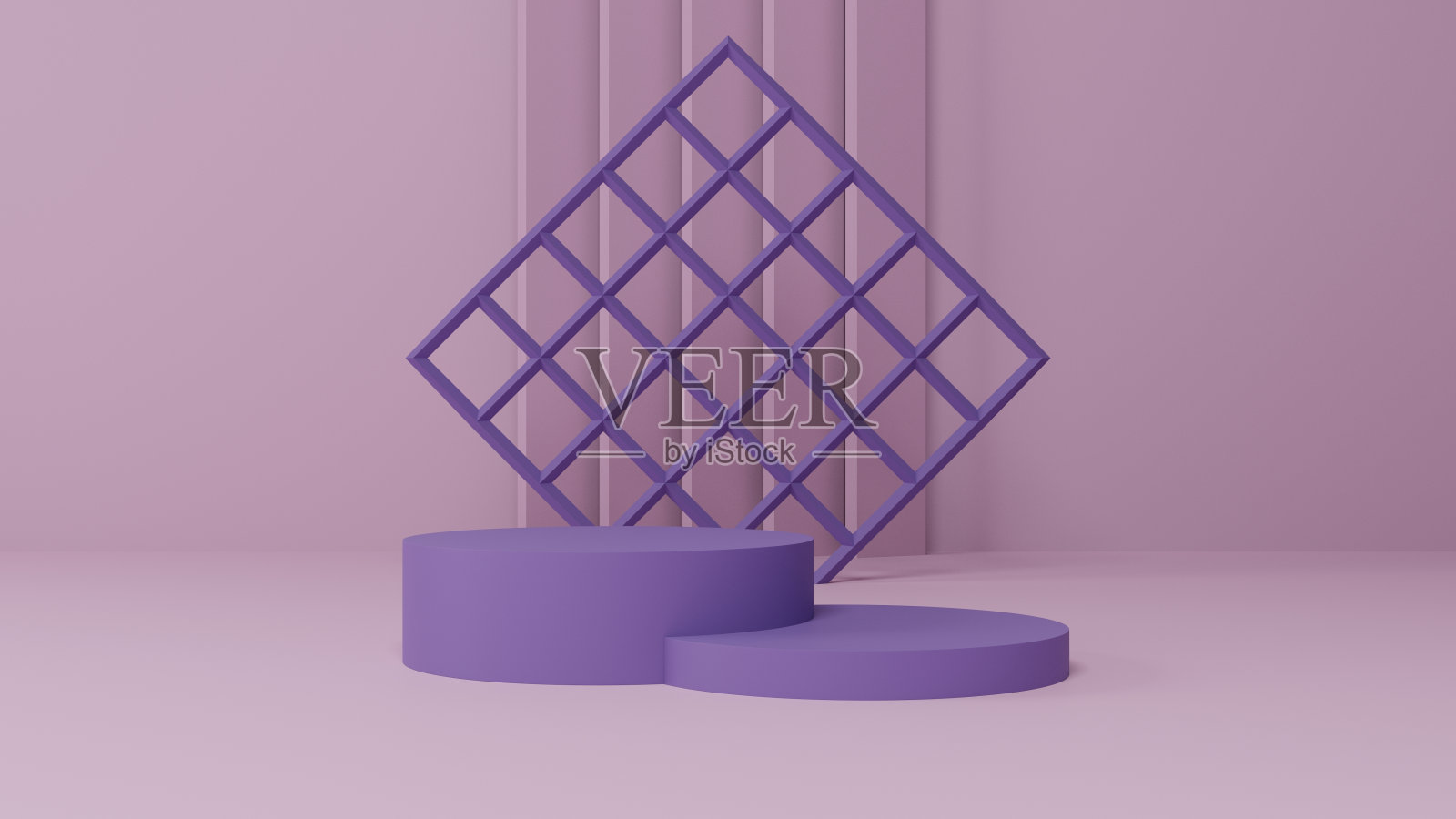 最小的粉彩粉色和紫色基座或讲台模型展示，产品展示和演示的空平台，干净的舞台，3d渲染照片摄影图片