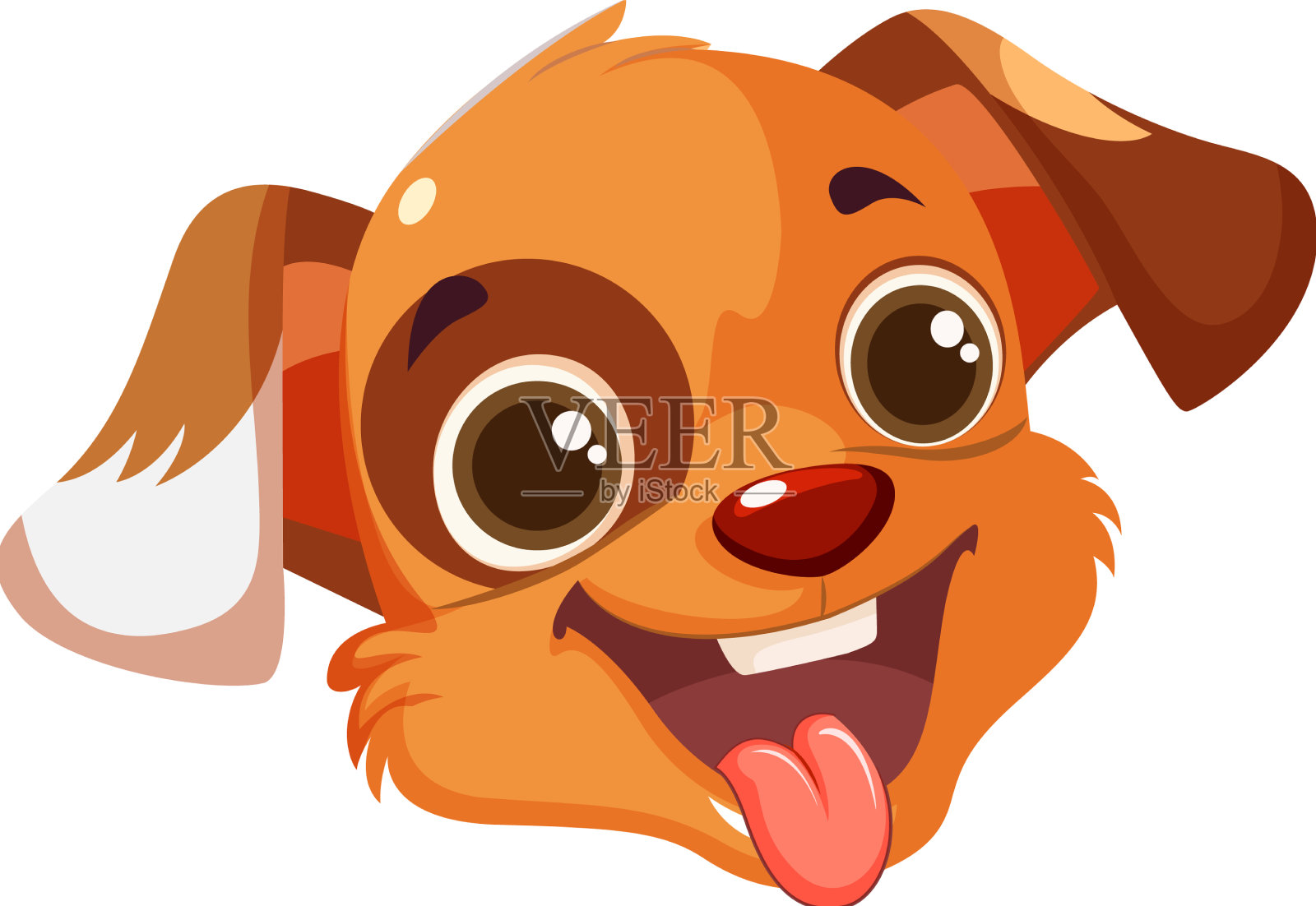 欢快可爱的狗脸在白色的背景设计元素图片