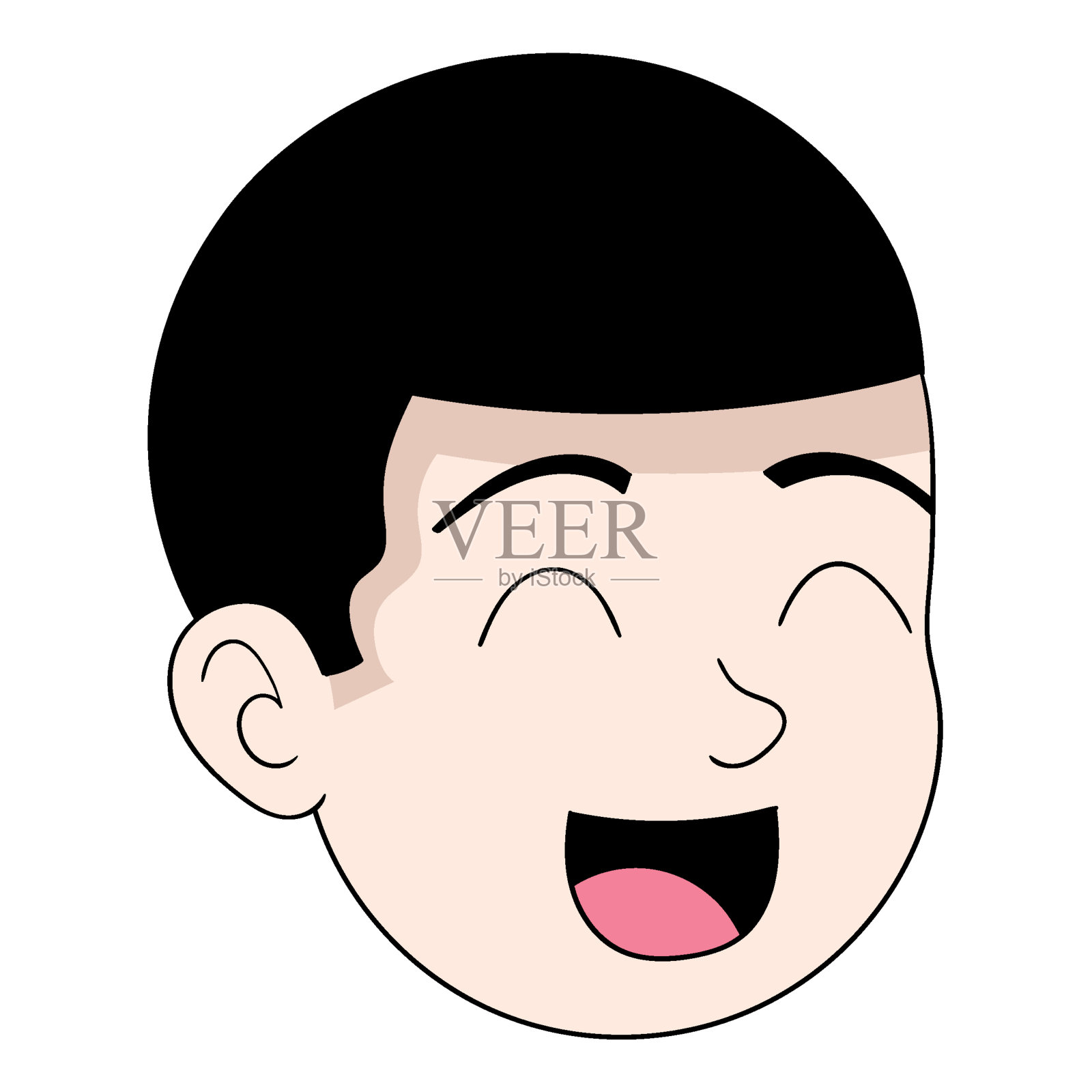 平头男孩的头像开心地笑着插画图片素材