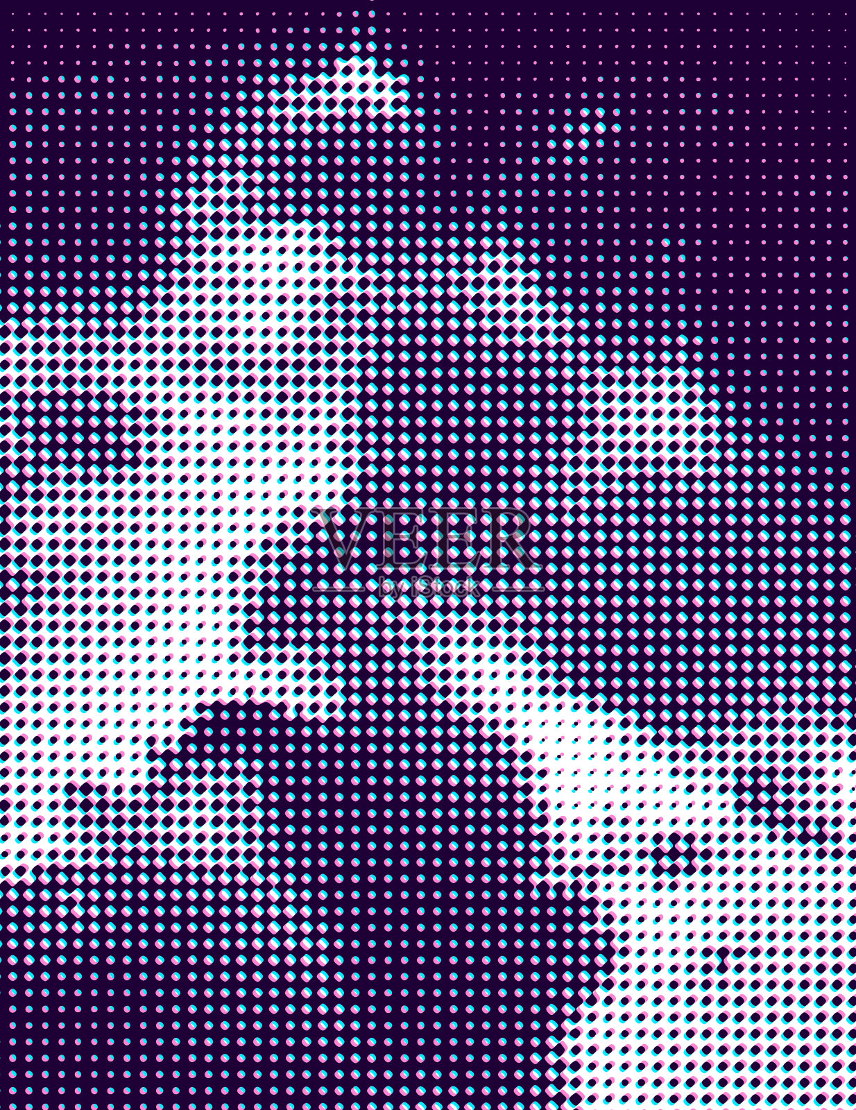 抽象背景半色调图案与故障技术插画图片素材