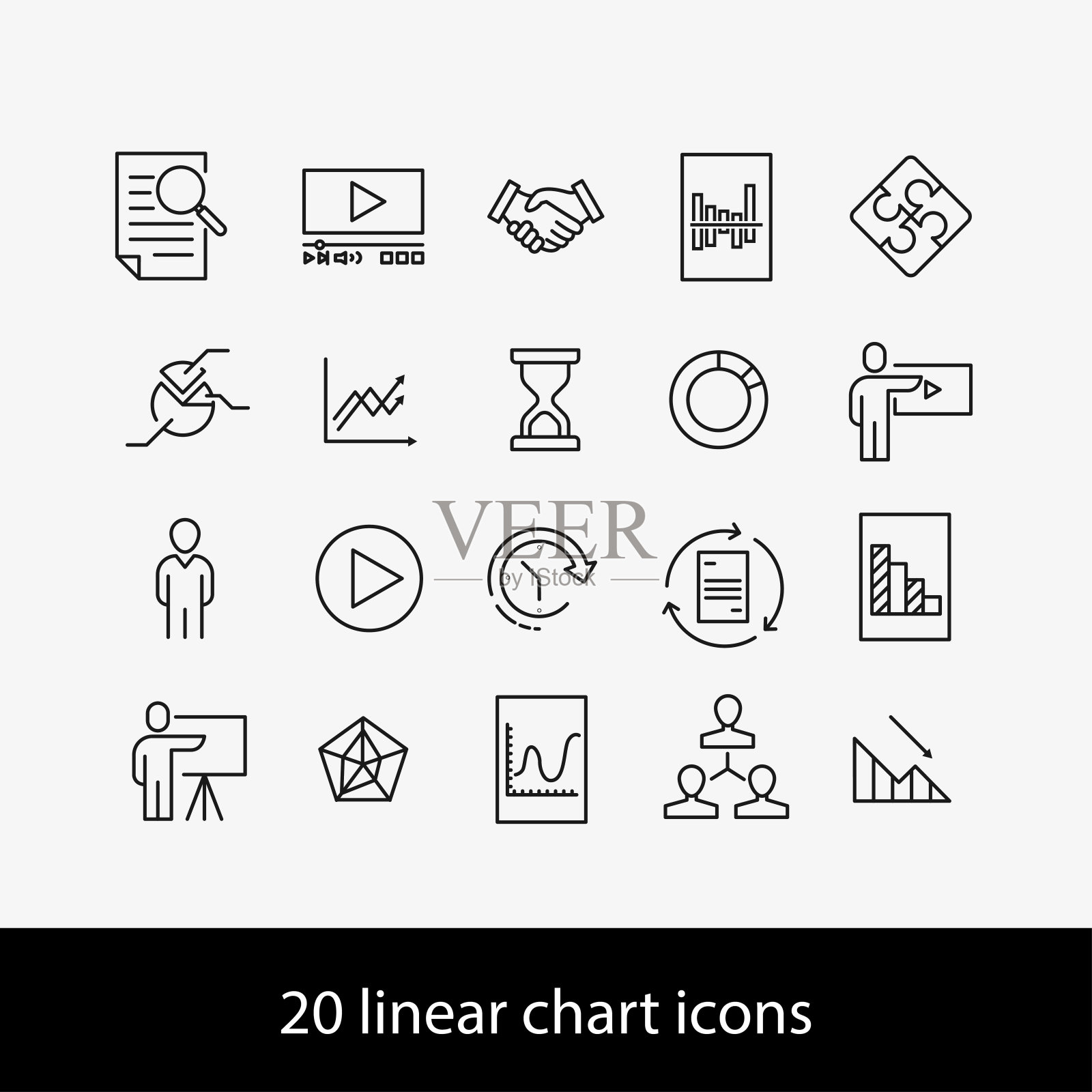 矢量20图表线性图标集图标素材