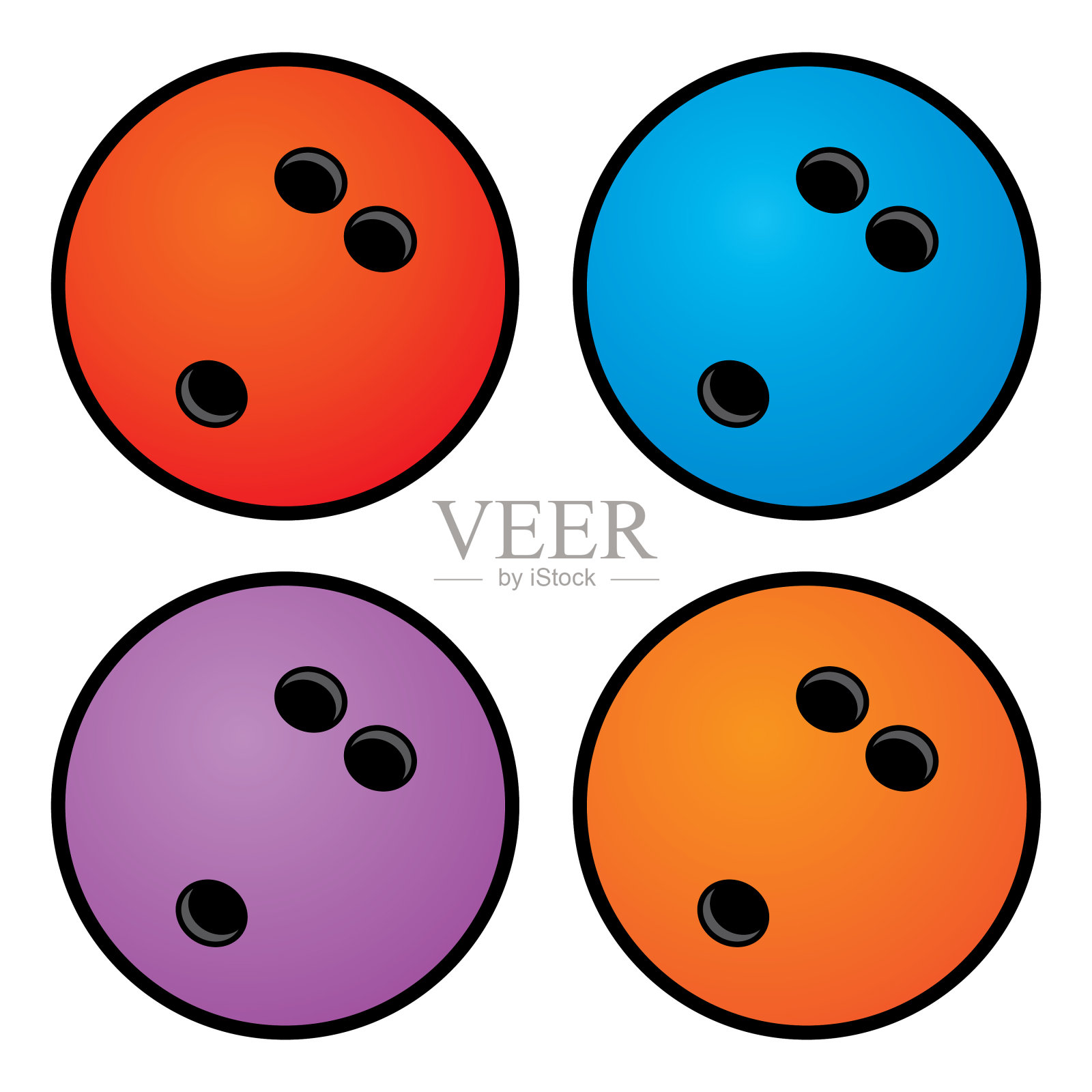 四个保龄球球插画图片素材