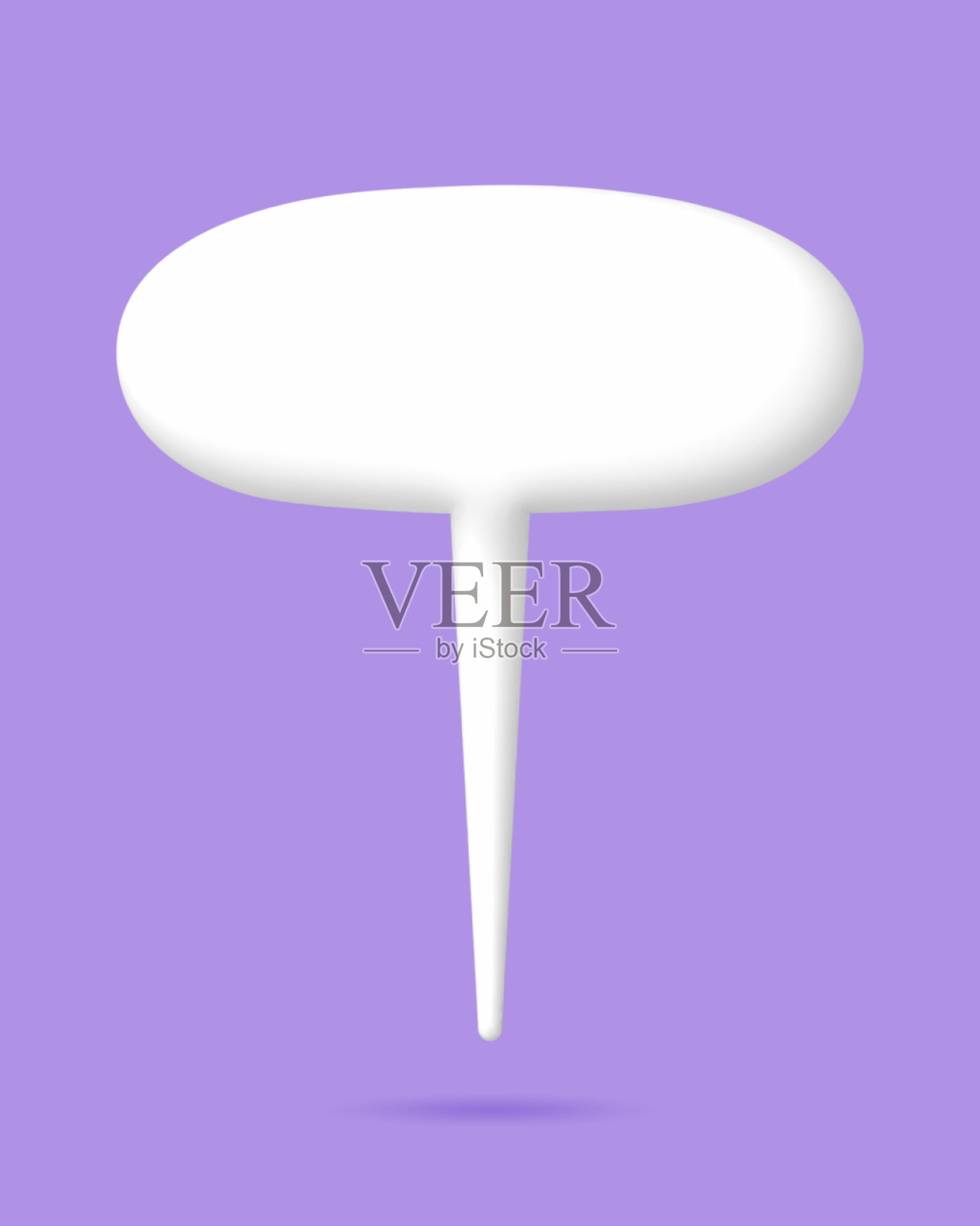 3D白色的语音气泡元素在淡紫色的背景，3D渲染图像，剪辑路径包括。插画图片素材