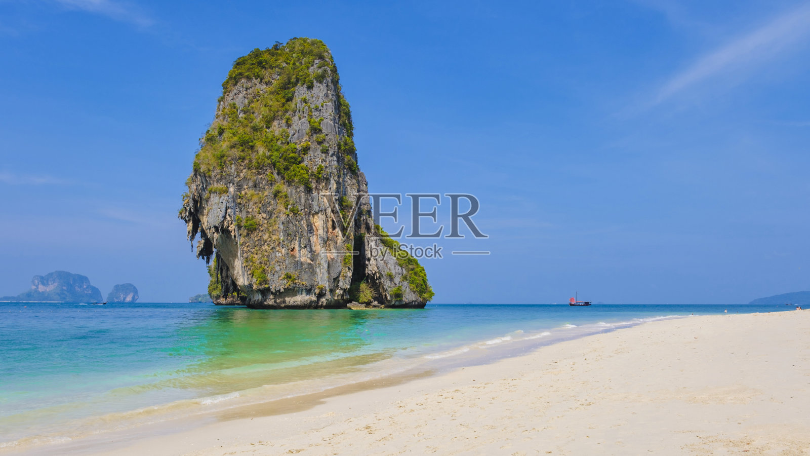 雷莱海滩甲米泰国，热带海滩雷莱甲米照片摄影图片