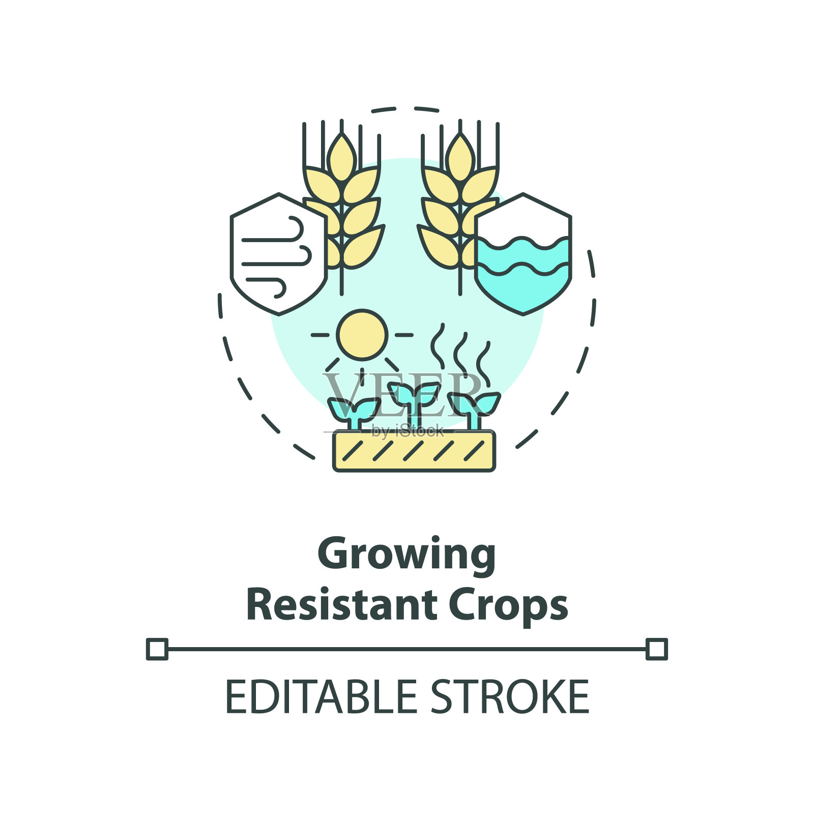 种植抗作物图标热胀概念插画图片素材