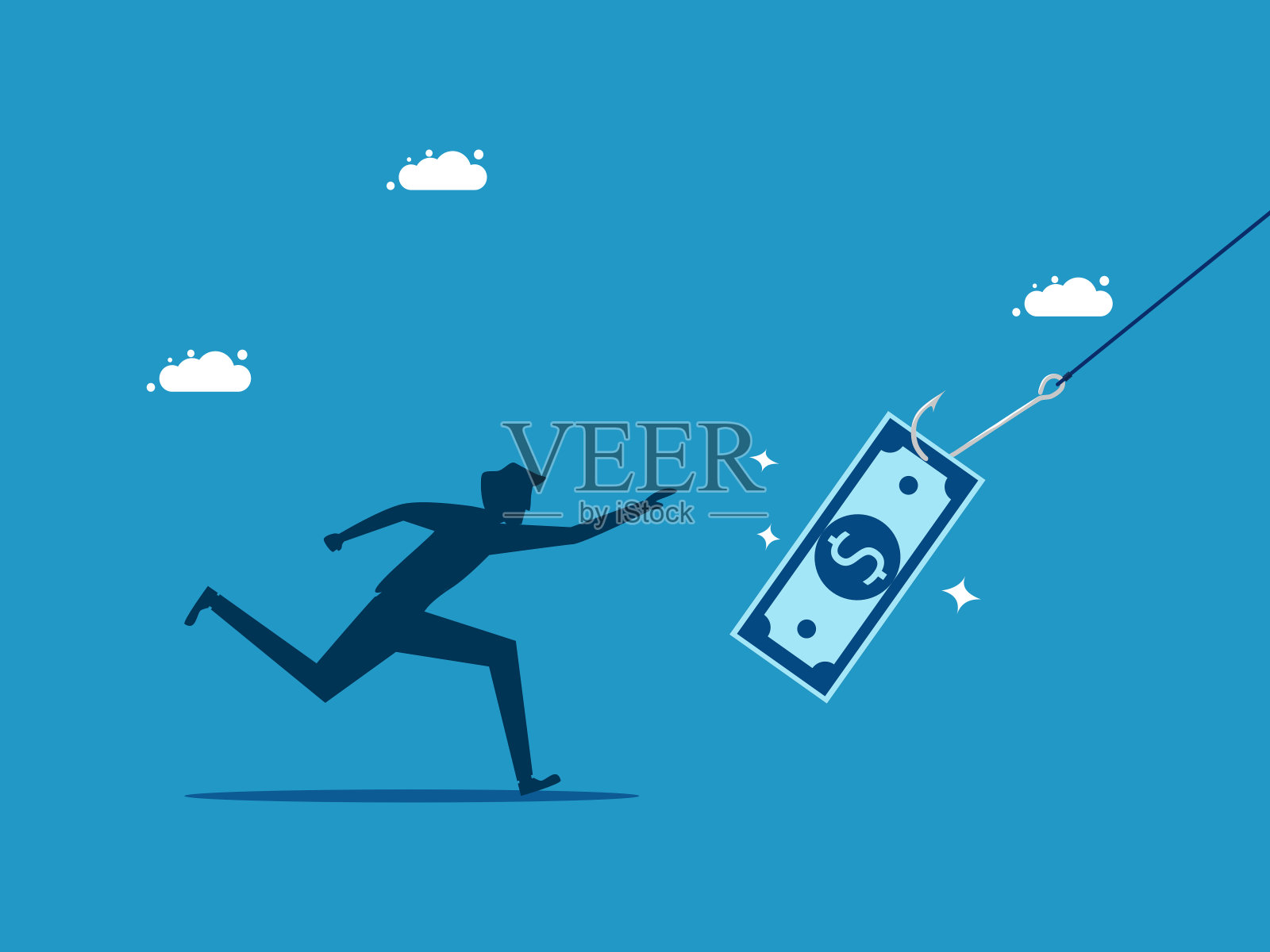 钱的骗局。男人是金钱的受害者插画图片素材