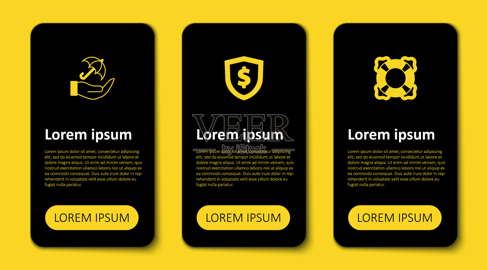 用美元和伞套上救生圈插画图片素材