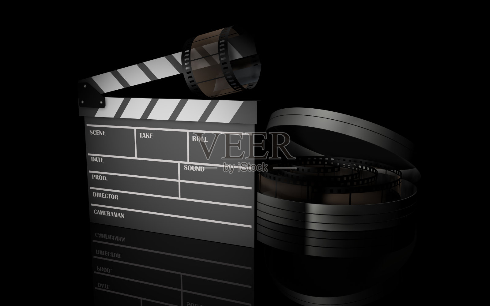 带卷轴的胶片拍板高分辨率3D渲染照片摄影图片