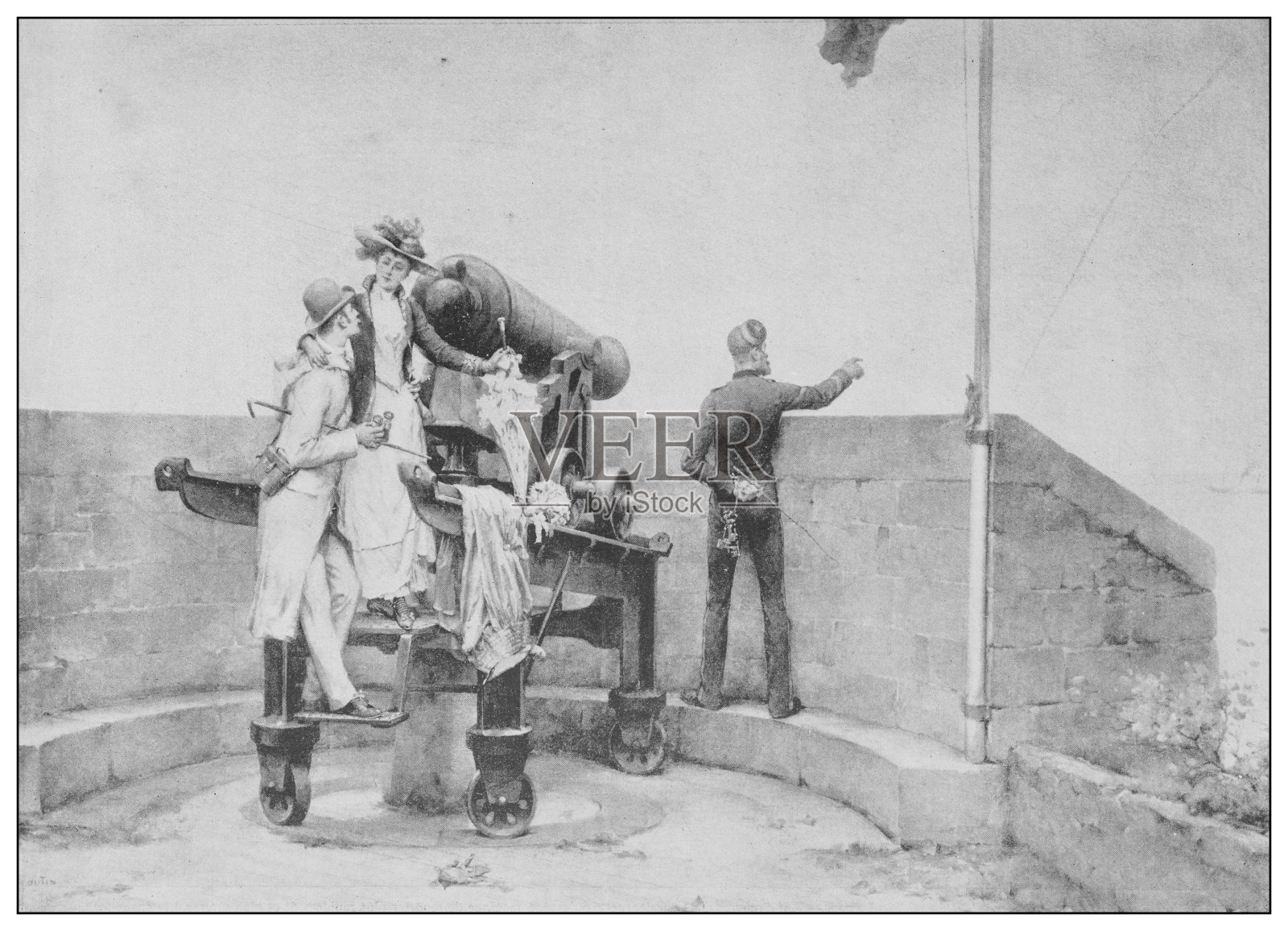 19世纪的古董名画:奥廷的婚礼之旅插画图片素材