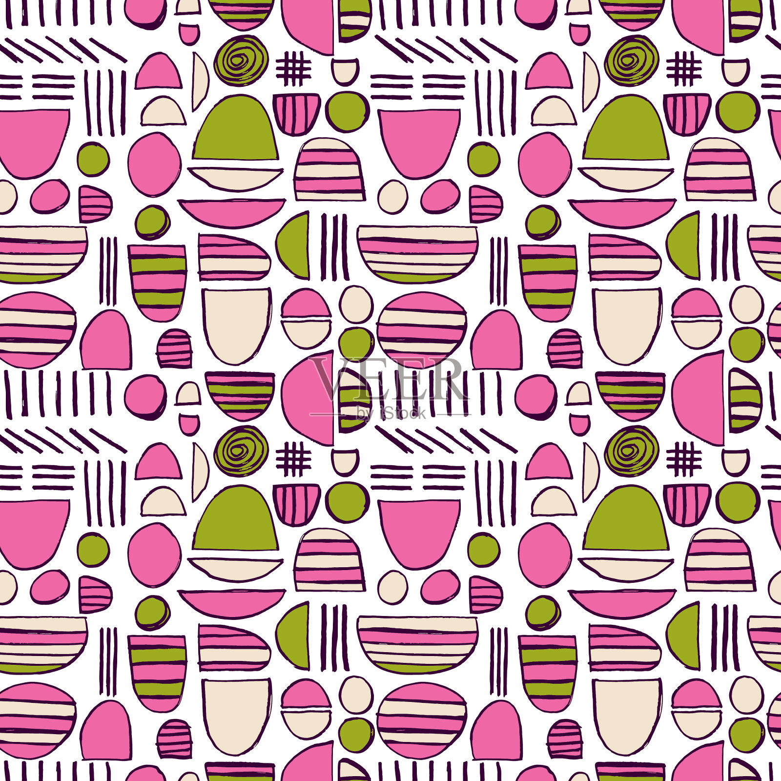 复古抽象无缝图案插画图片素材