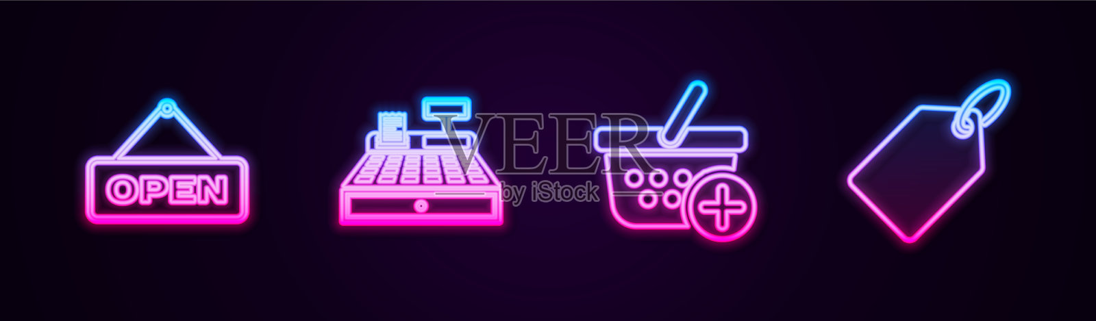 设线吊牌带开门现金插画图片素材