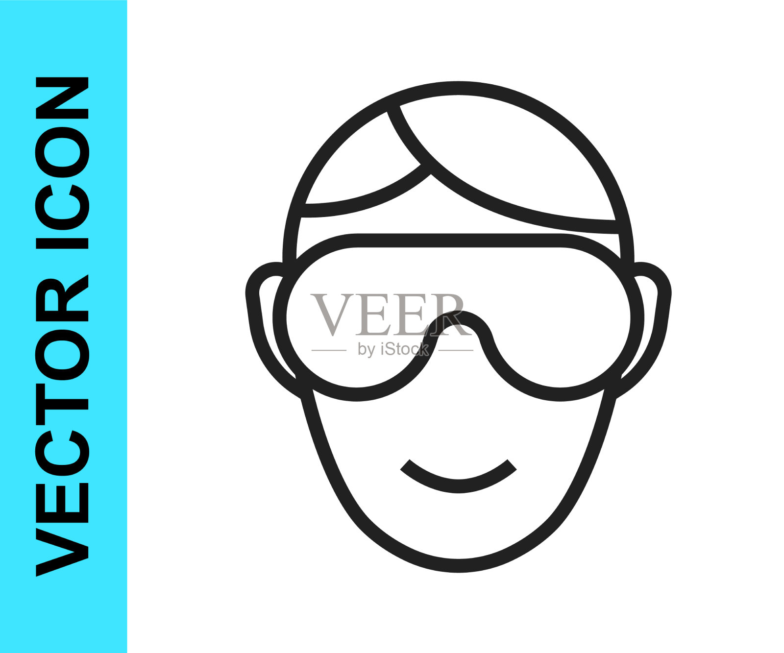 黑线眼睡眠面膜图标孤立在白色图标素材