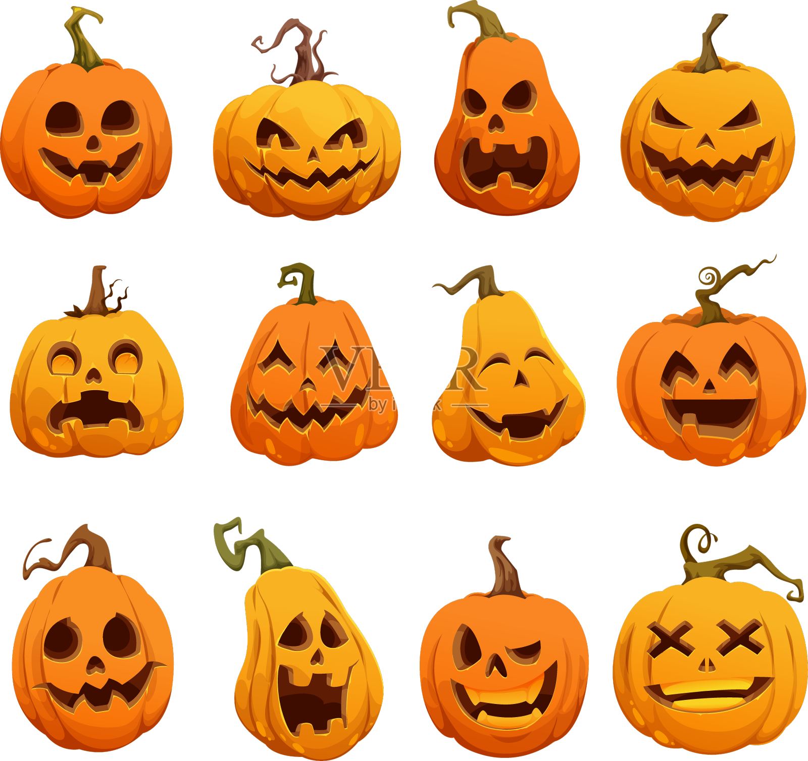 卡通万圣节南瓜吓人的杰克灯设计元素图片