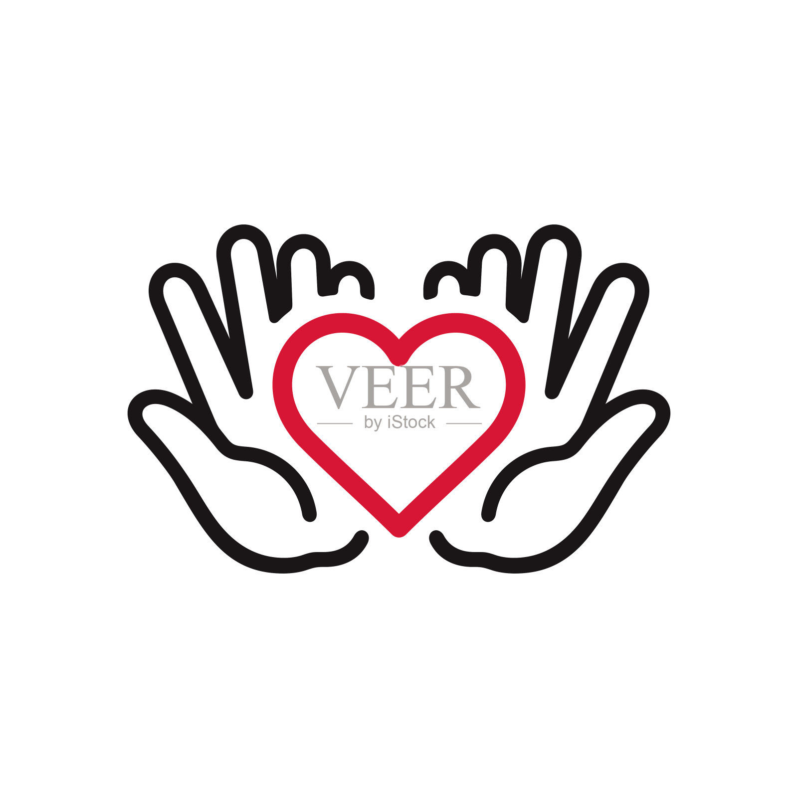 手牵着心插画图片素材