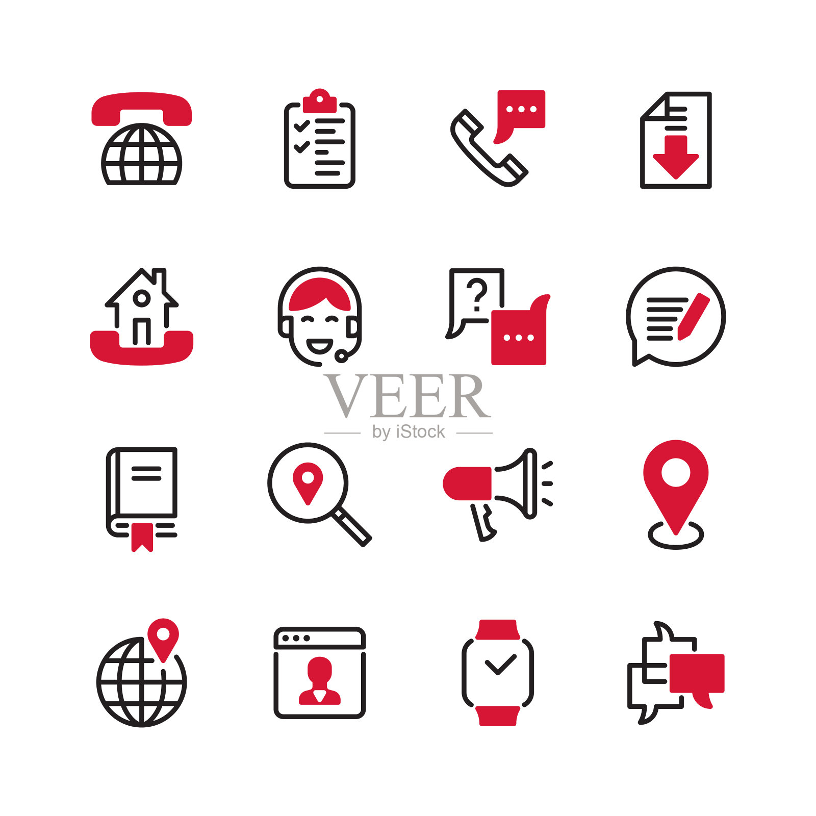 联系我们-黑线加彩色图标素材