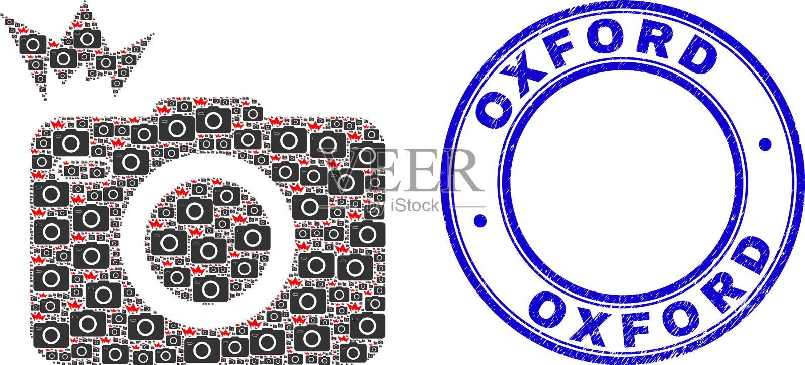 橡胶牛津密封和照片闪光递归图标素材