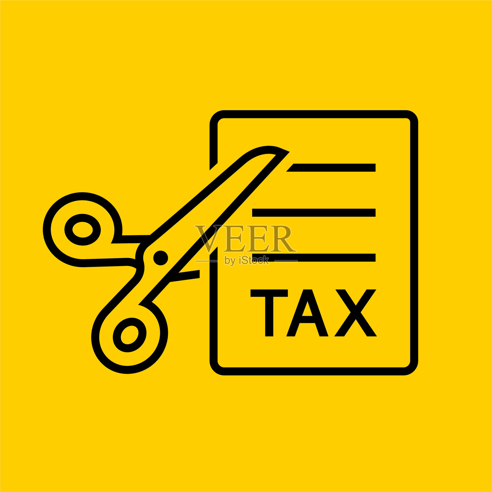 削减税收页与剪刀图标插画图片素材