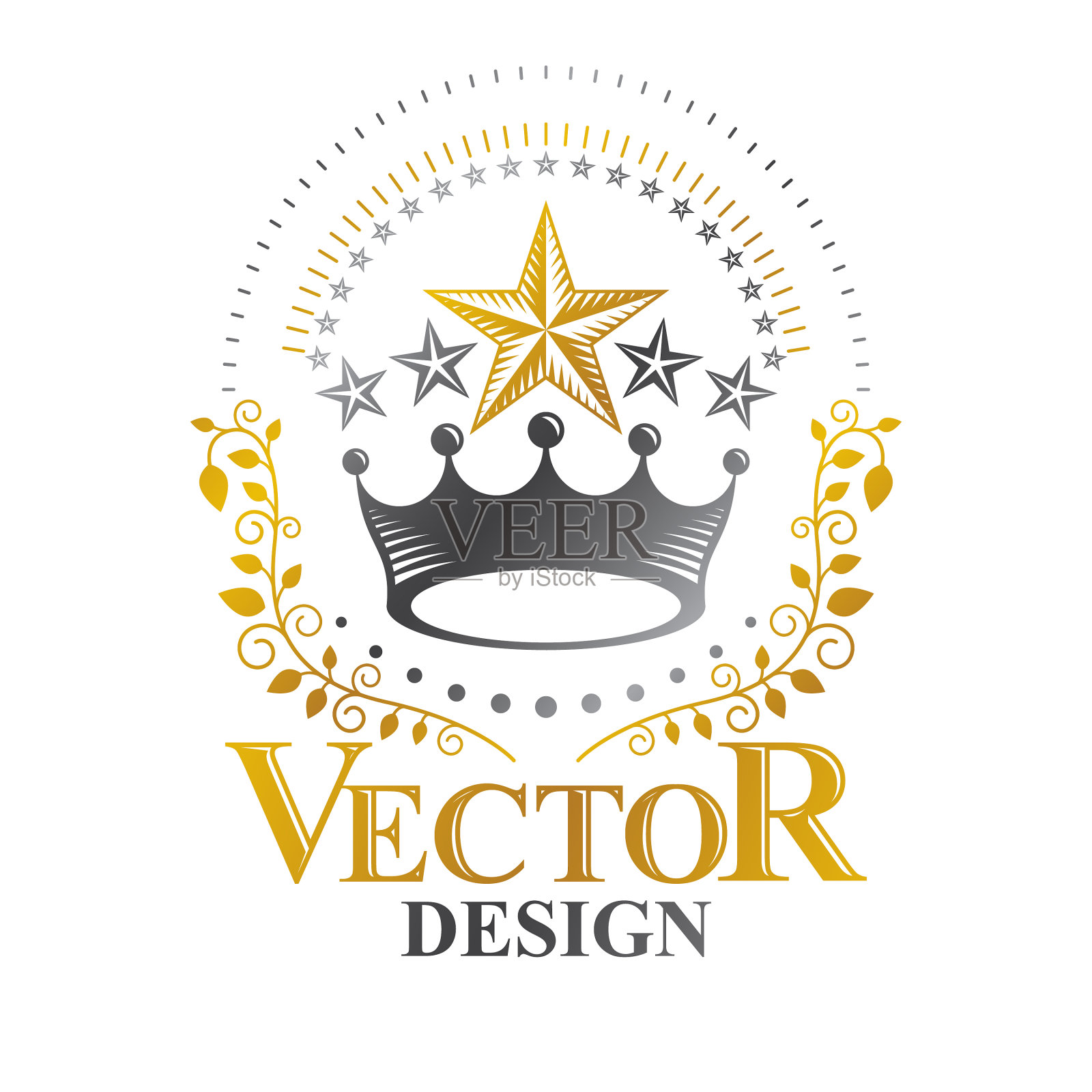 庄严的皇冠徽章纹章外套手臂插画图片素材