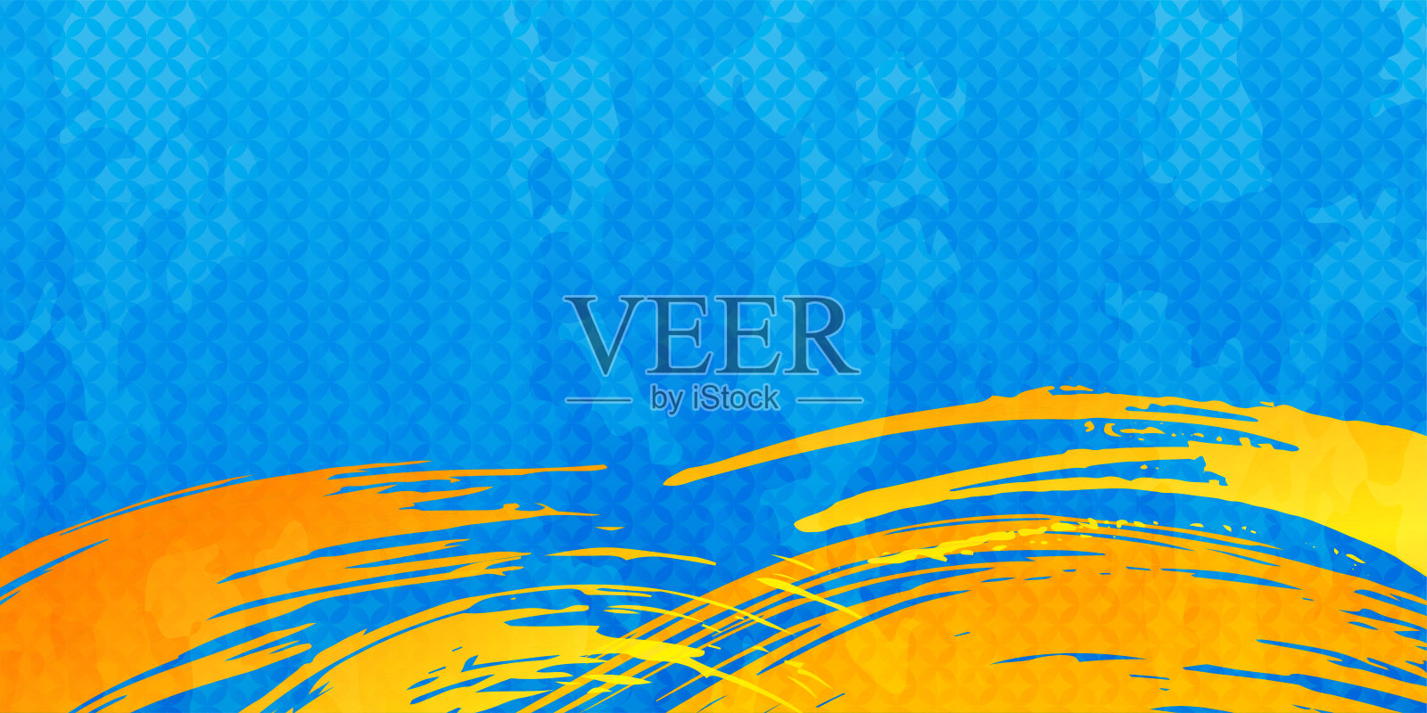 景泰蓝模式蓝色和金色渐变背景插图。插画图片素材