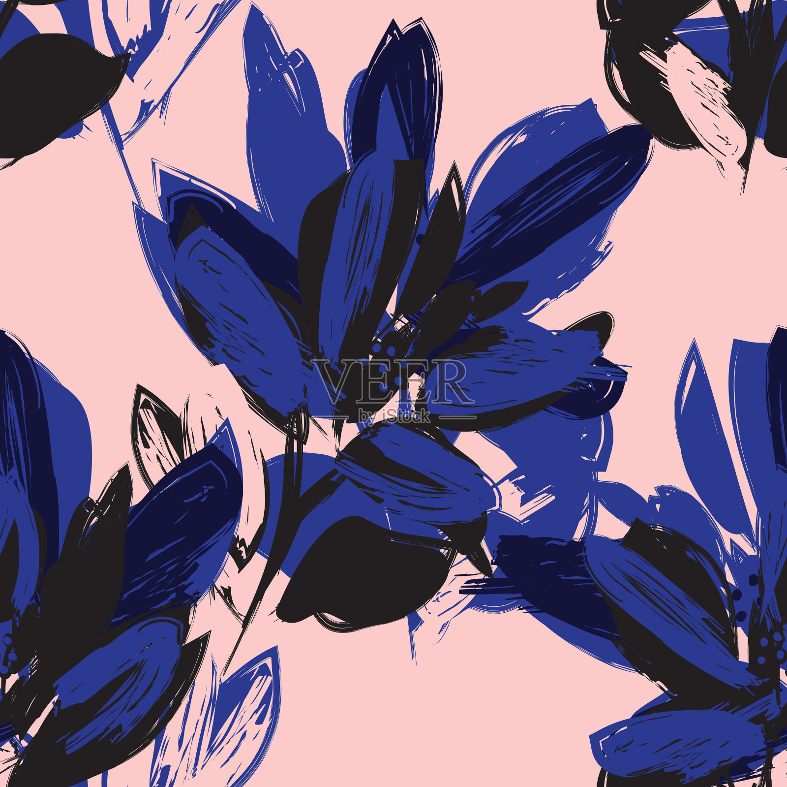 花卉笔触无缝图案背景插画图片素材