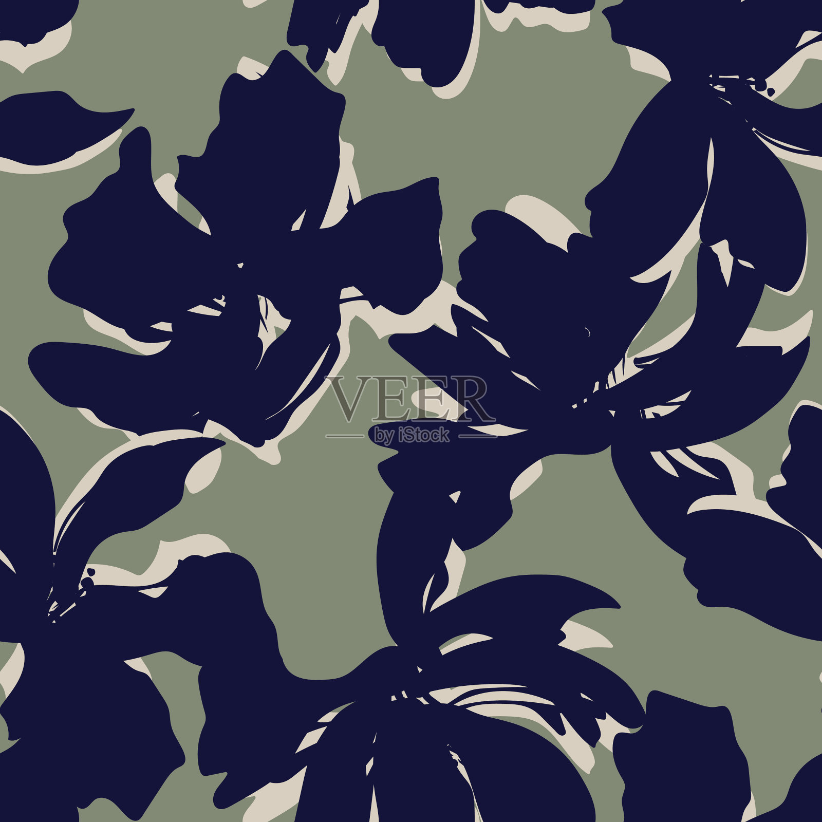 花卉笔触无缝图案背景插画图片素材